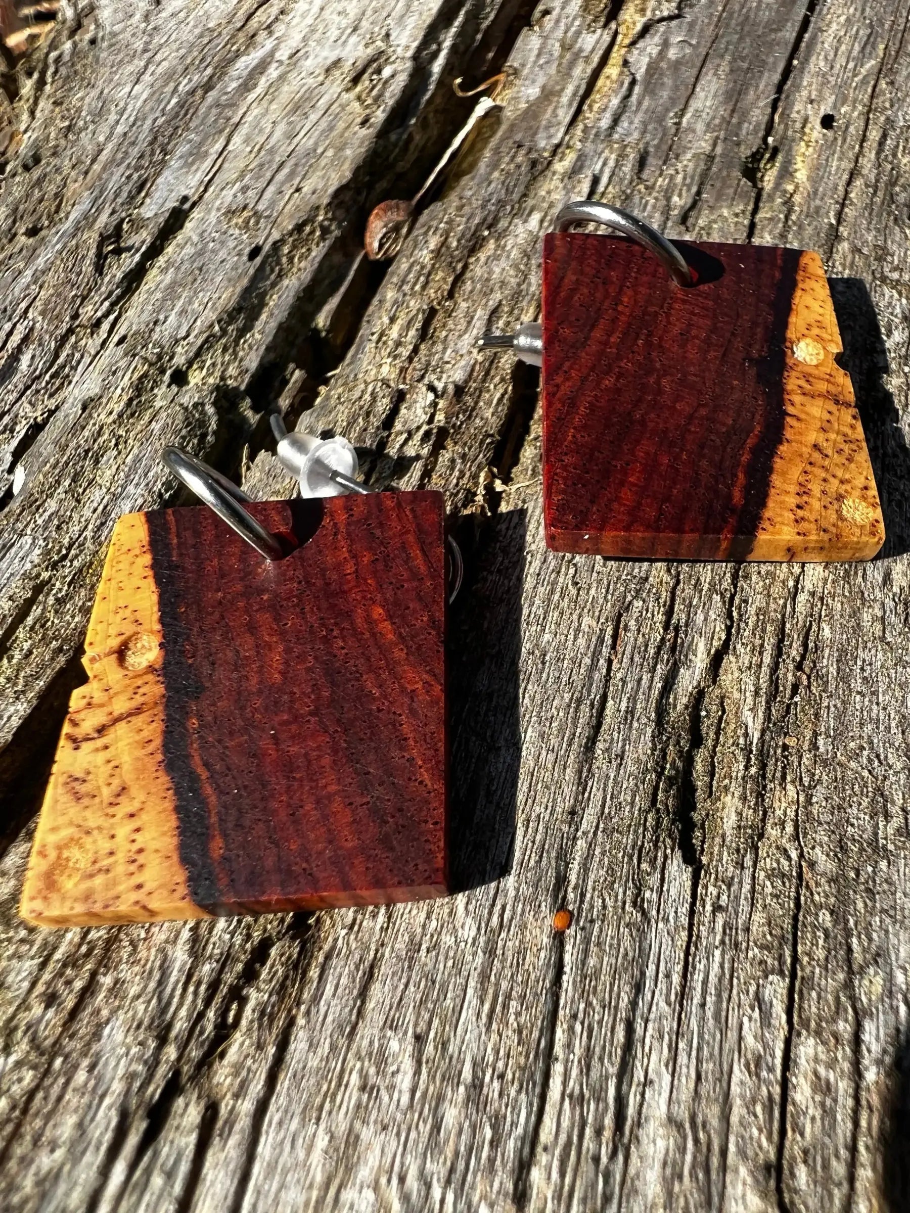 Cocobolo Wood Earrings | #208 | Small | Rectangle