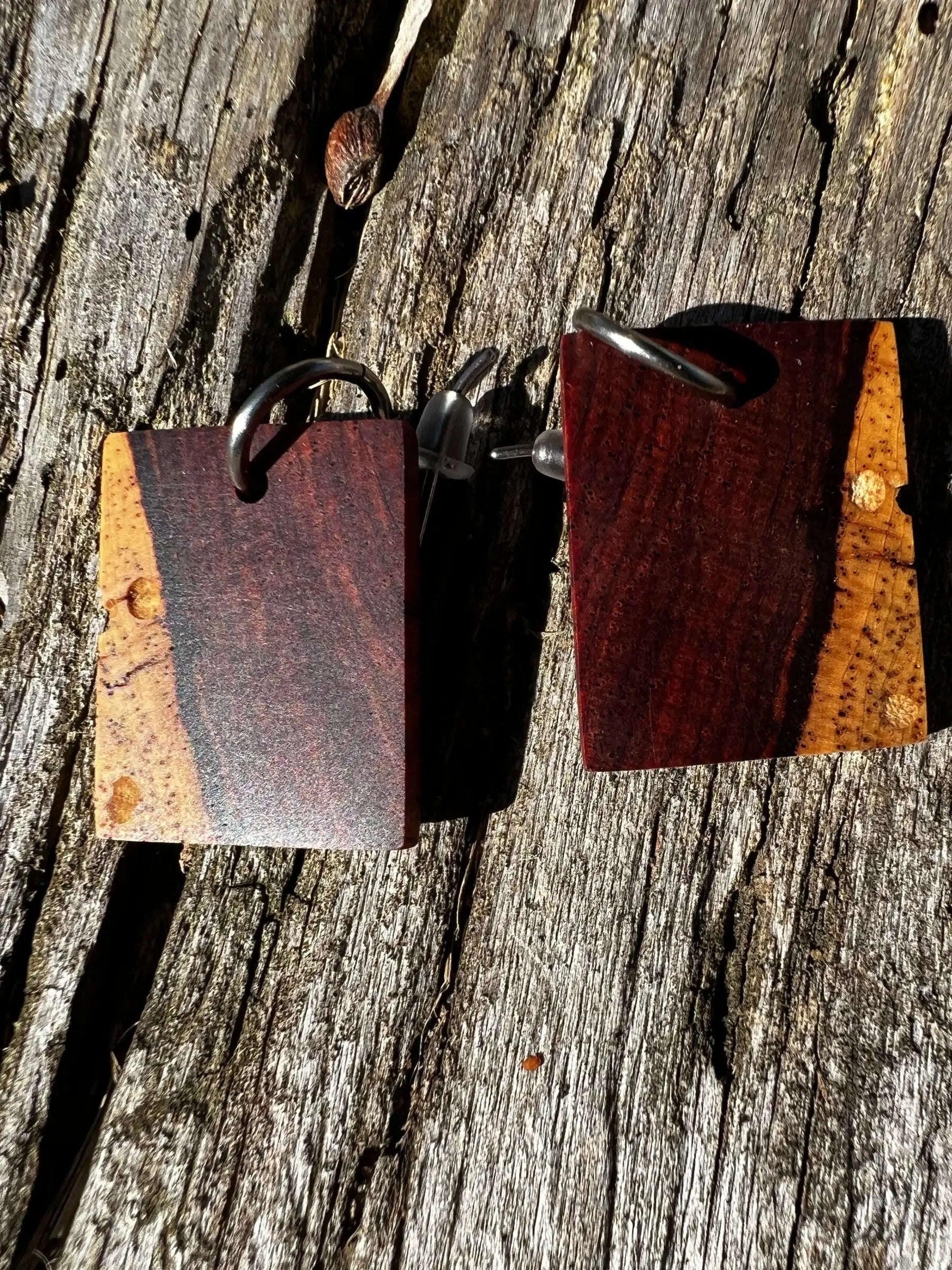 Cocobolo Wood Earrings | #208 | Small | Rectangle