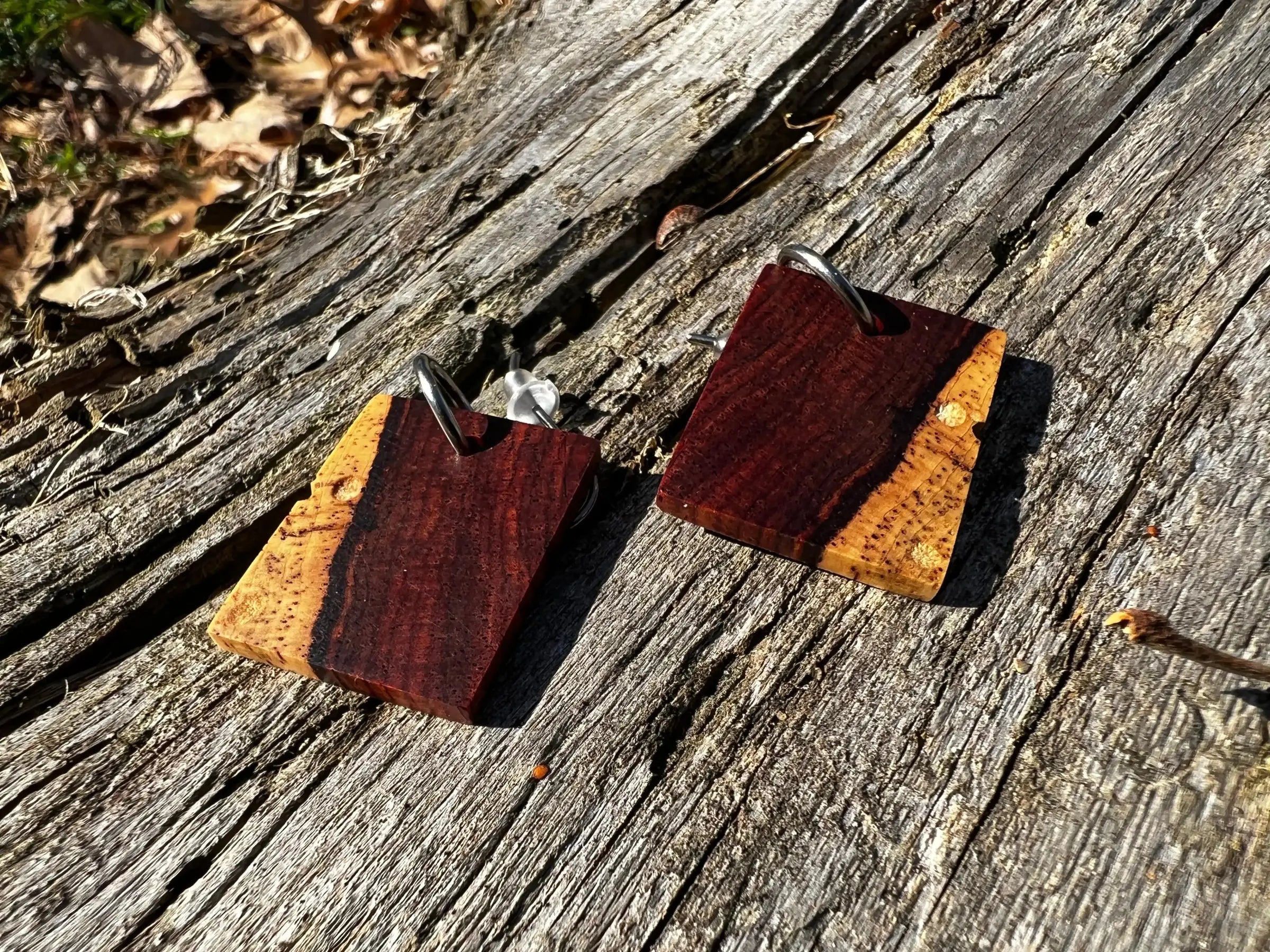 Cocobolo Wood Earrings | #208 | Small | Rectangle