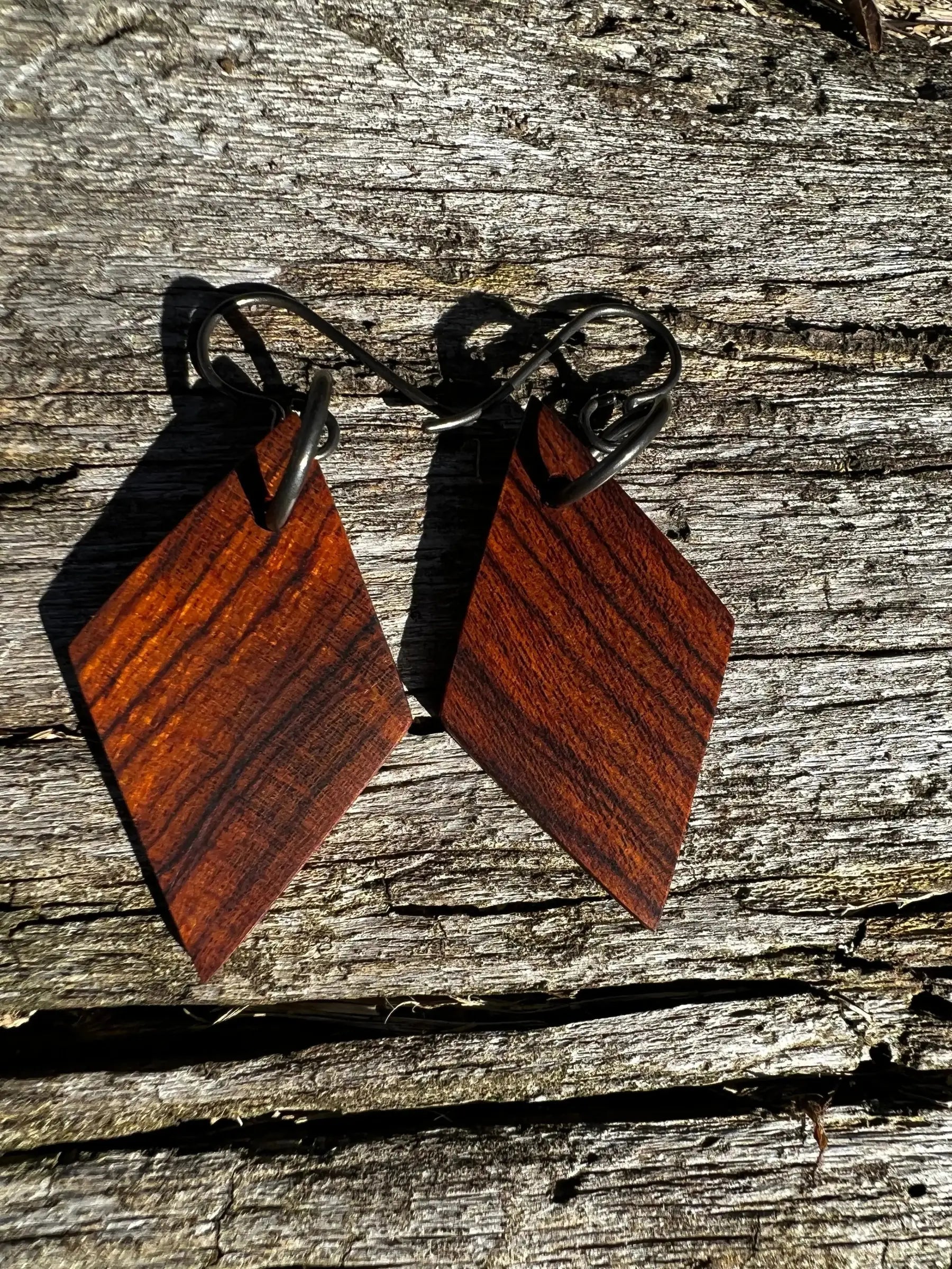 Cocobolo Wood Earrings | #214 | Small | Diamond Shape