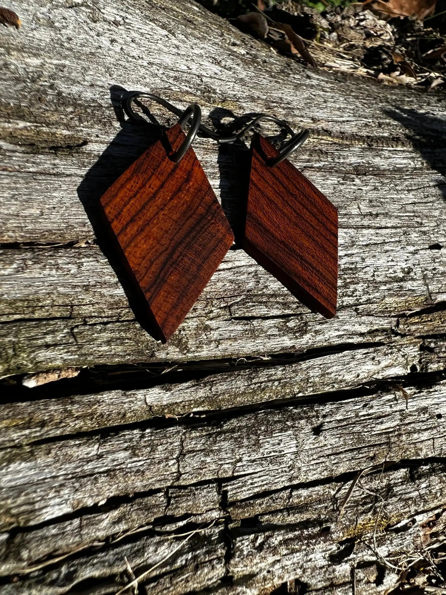 Cocobolo Wood Earrings | #214 | Small | Diamond Shape