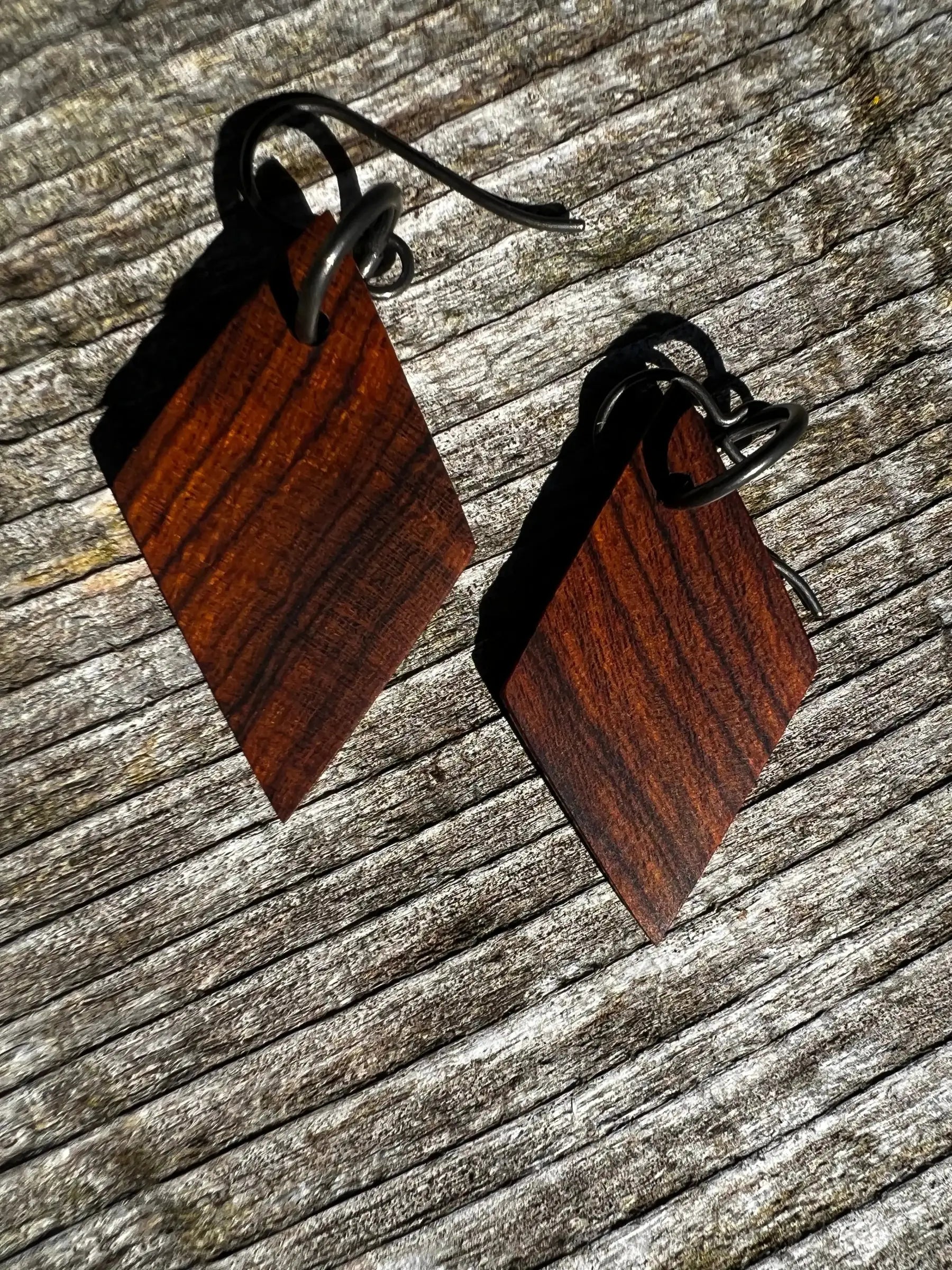 Wooden Flower Leaf Earrings