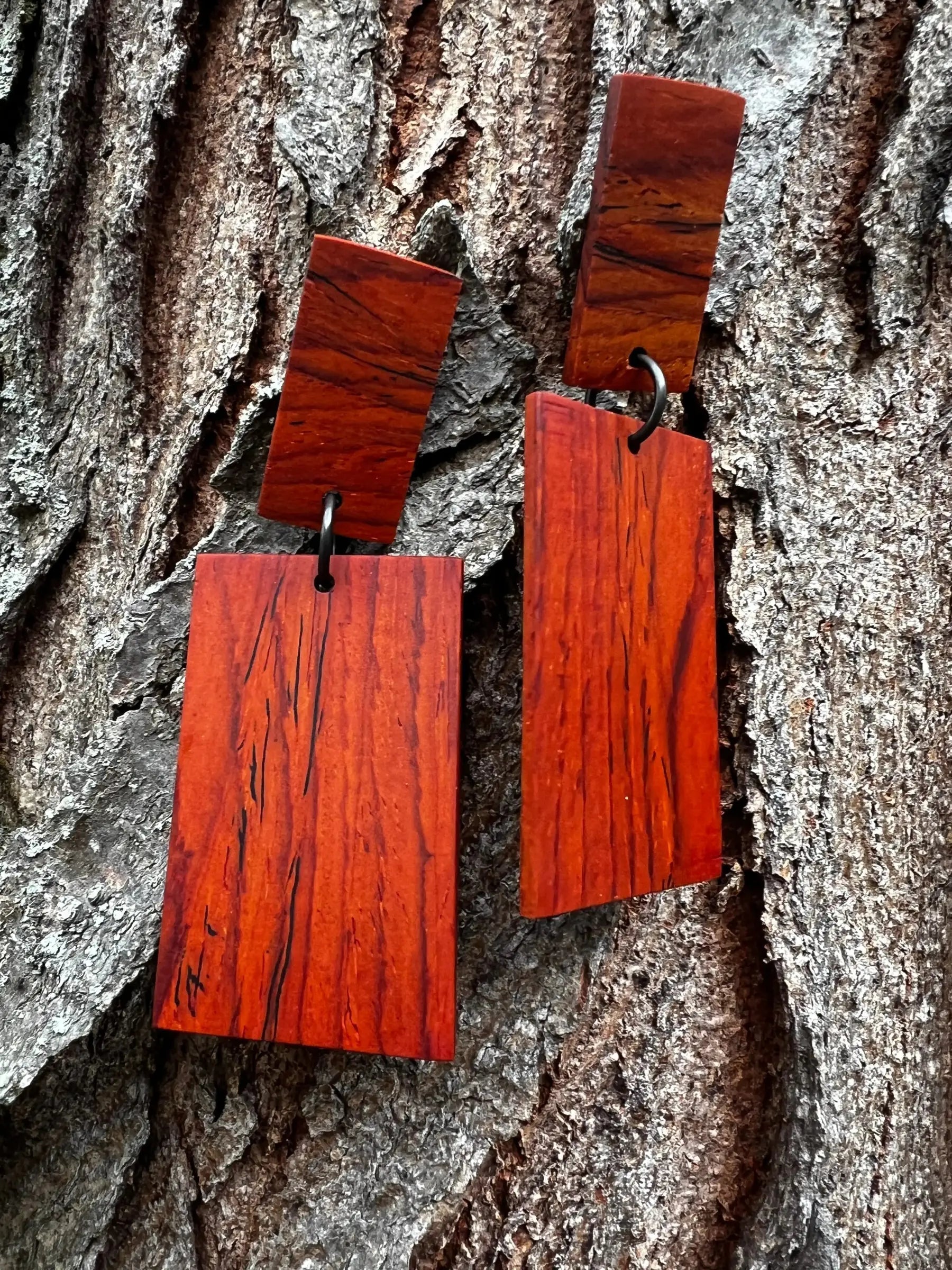 Cocobolo Earrings - Two Tier Post | Large