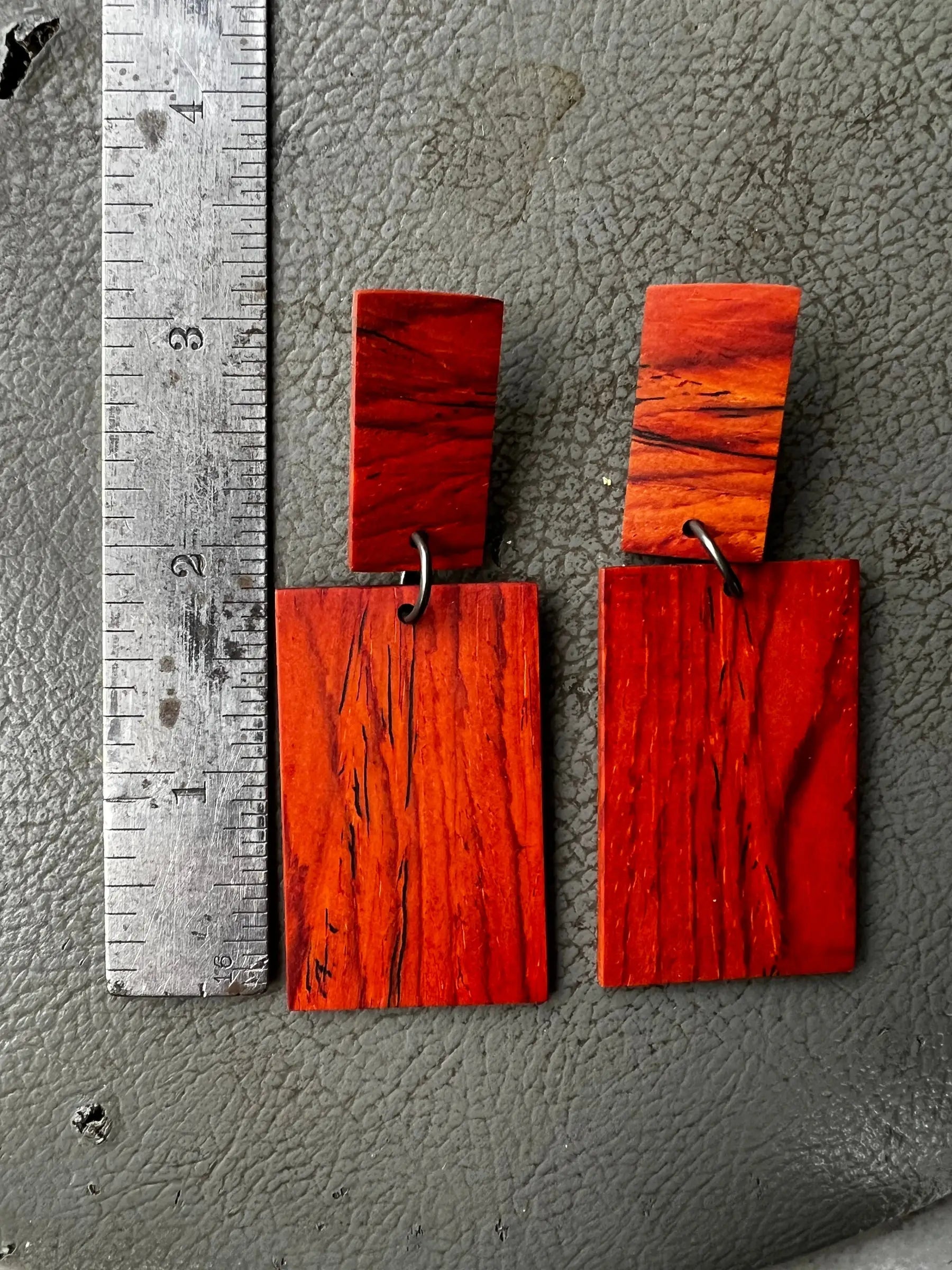 Cocobolo Earrings - Two Tier Post | Large