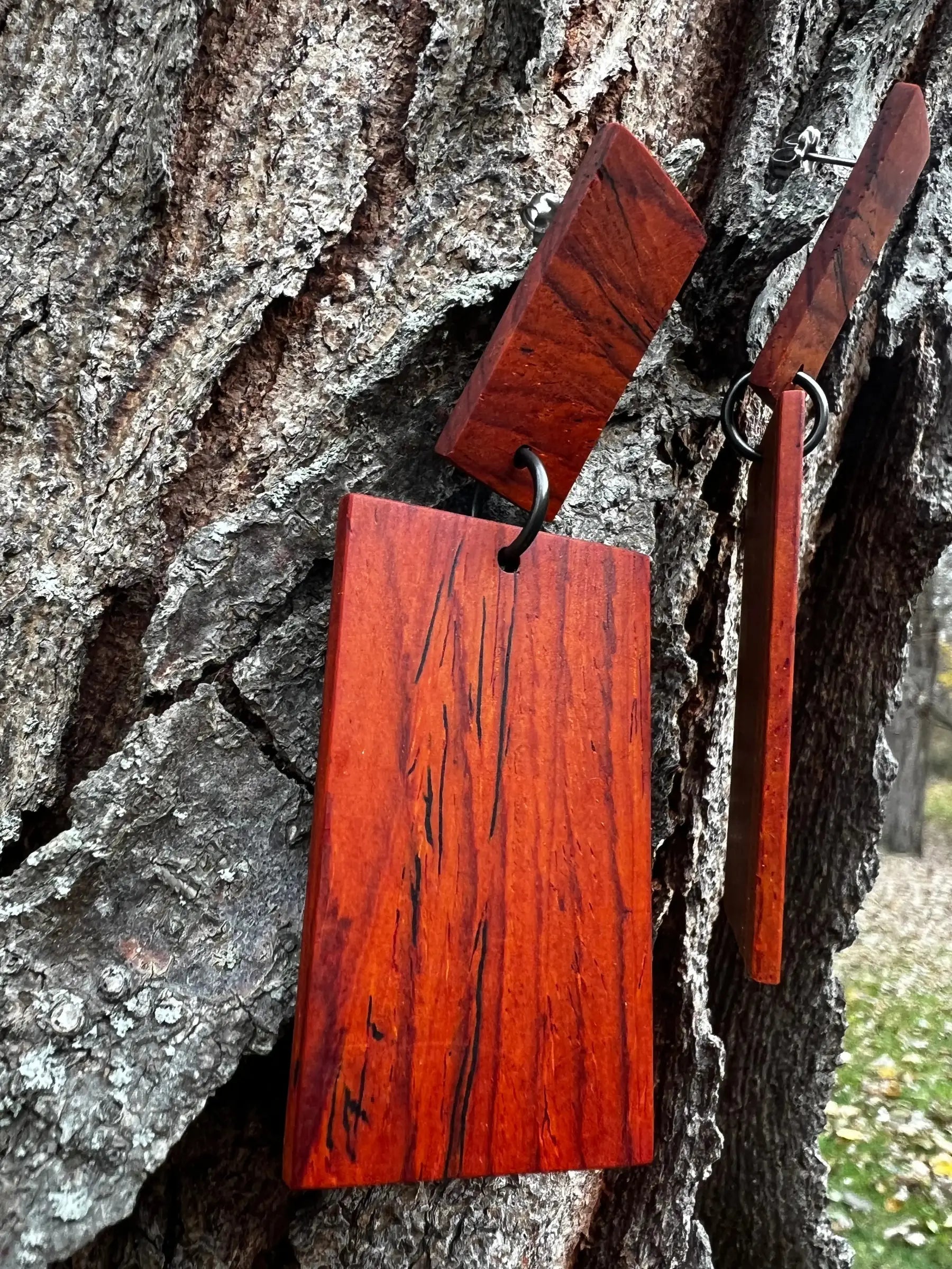 Cocobolo Earrings - Two Tier Post | Large