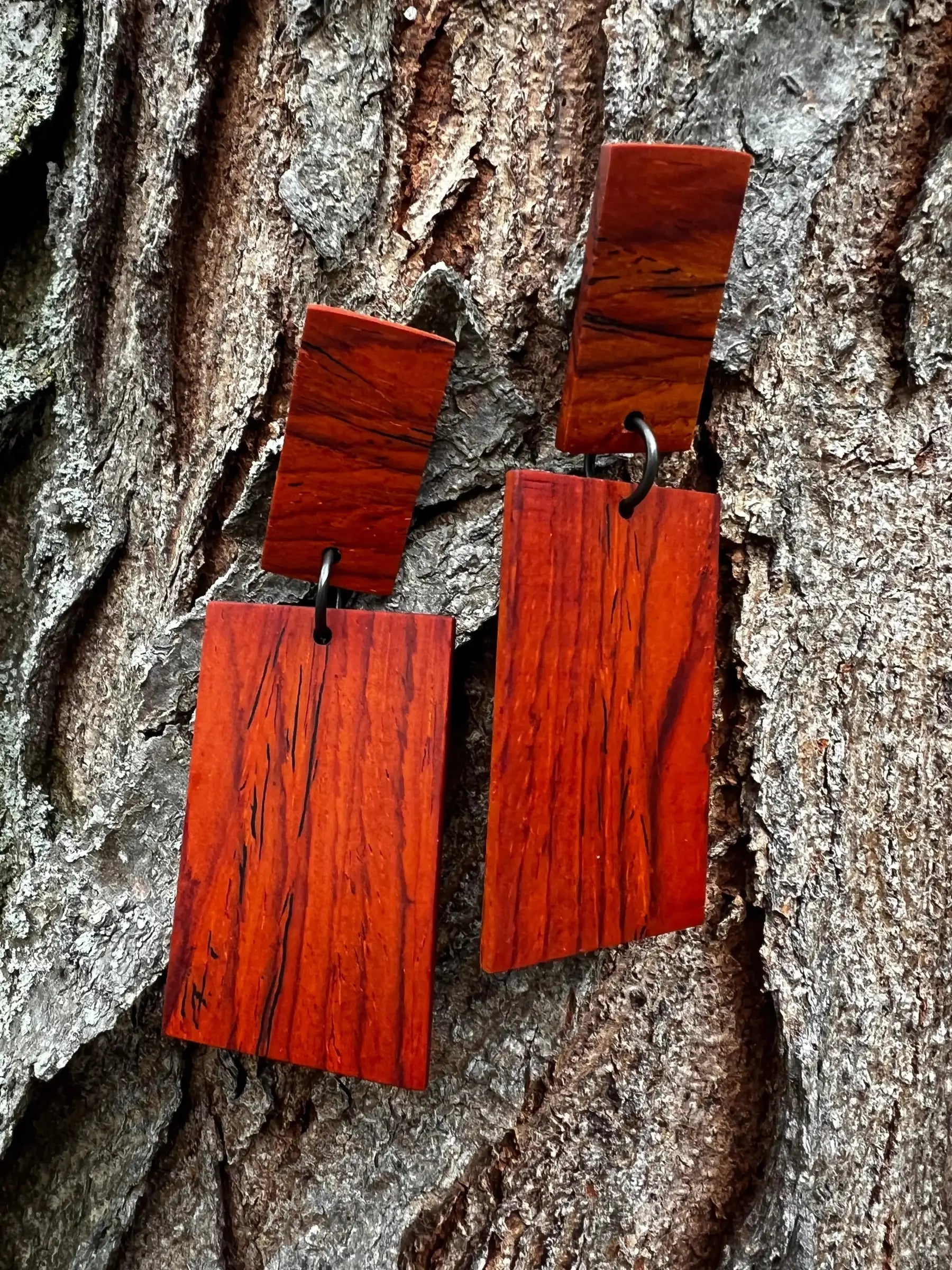 Cocobolo Earrings - Two Tier Post | Large