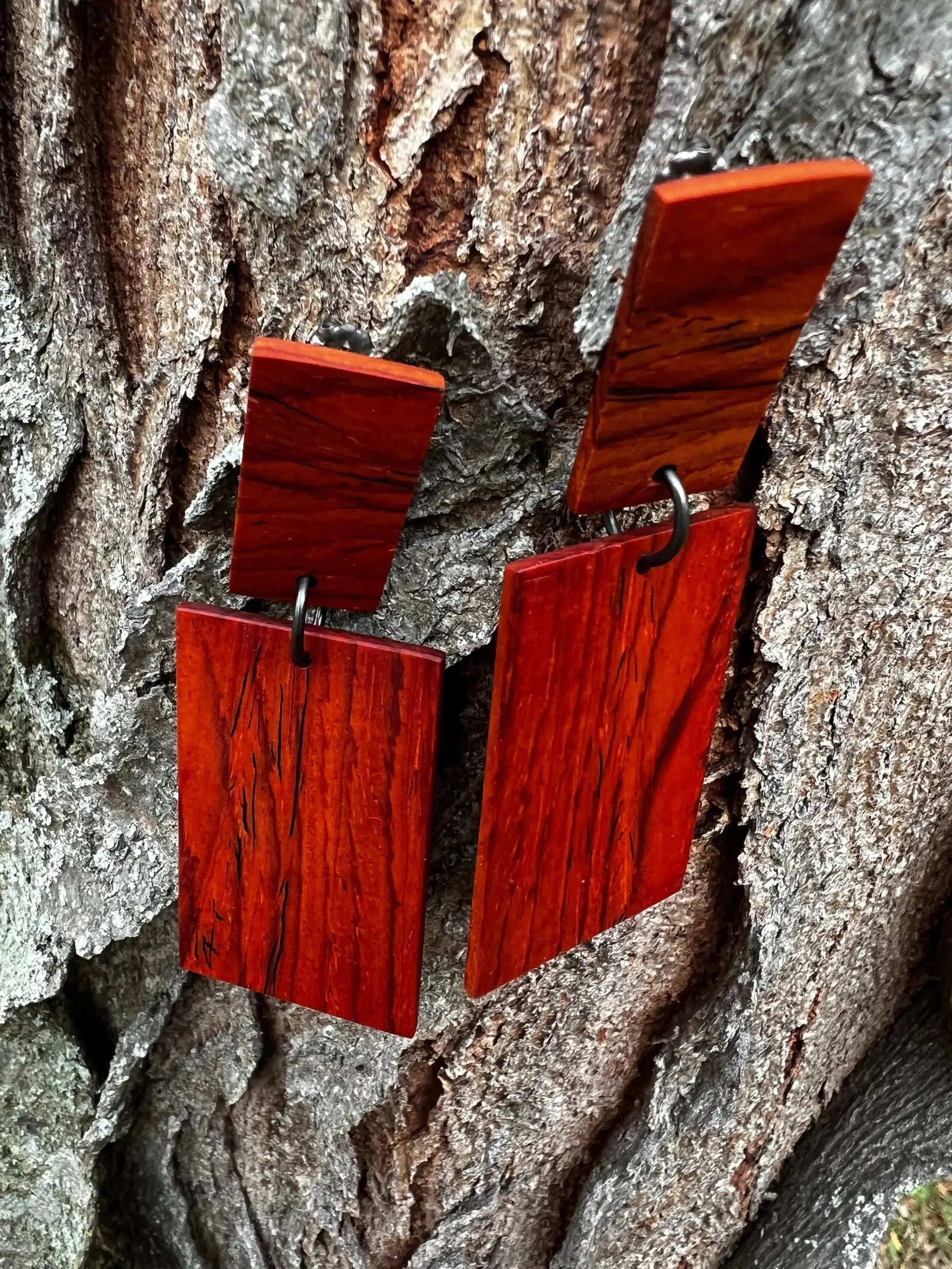 Cocobolo Earrings - Two Tier Post | Large