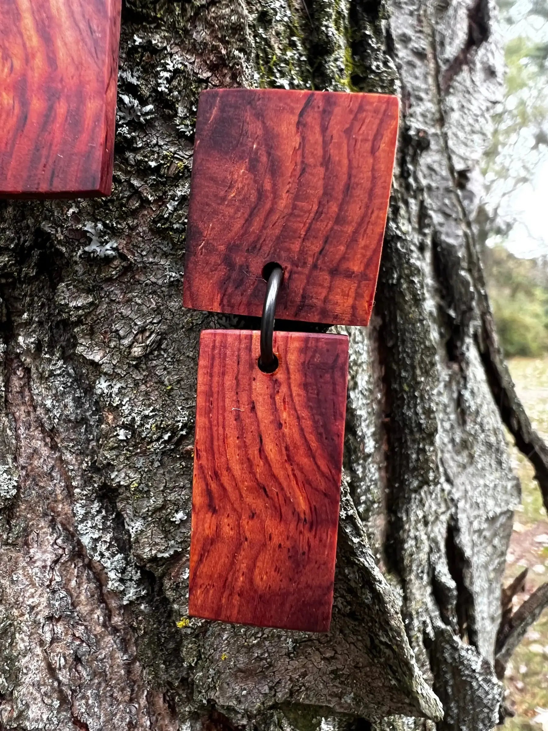 Cocobolo Wood Earrings | #181 | Two Tier Post | Medium