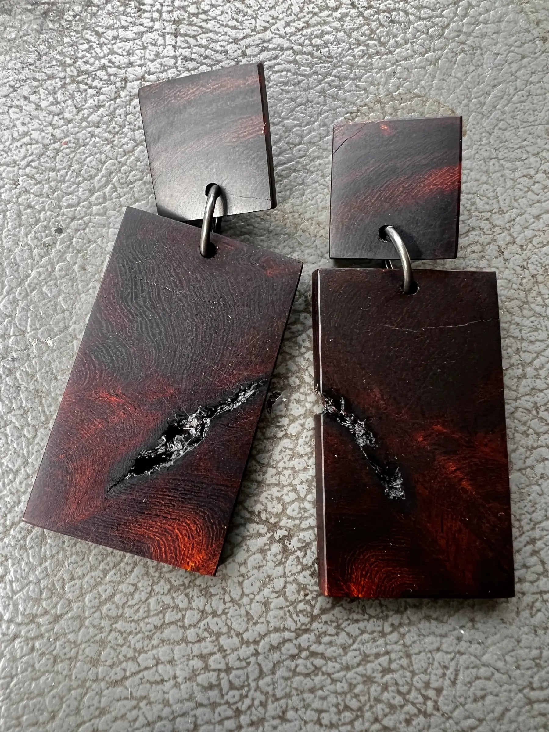 Desert Ironwood Earrings - Two Tier Post | Medium | Ronin Machinewerks