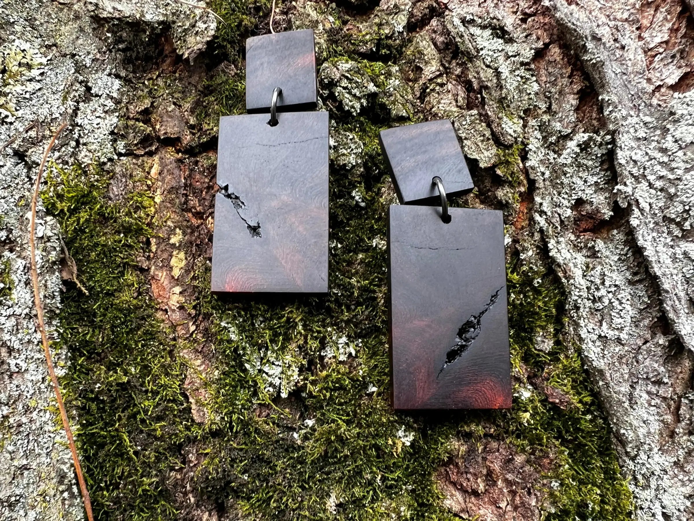 Desert Ironwood Earrings - Two Tier Post | Medium | Ronin Machinewerks