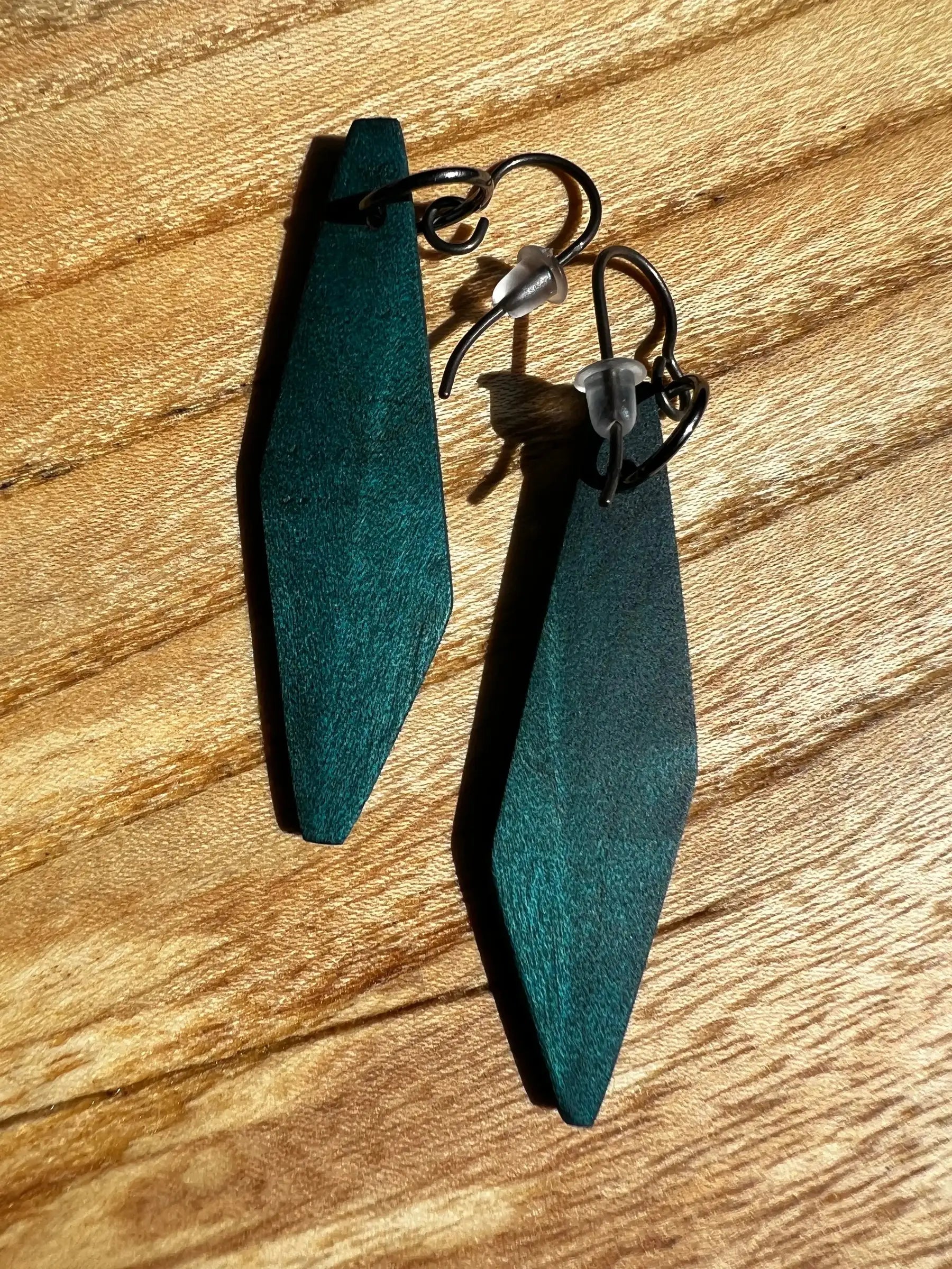 Dyed Hard Maple Burl Earrings (Turquoise) | Medium | Ronin Machinewerks