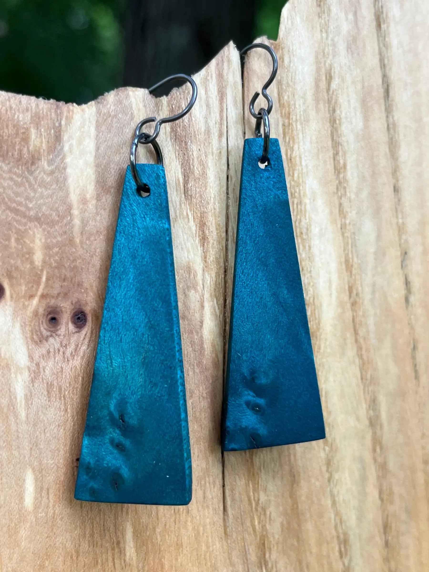 Dyed Maple Burl Earrings | Ronin Machinewerks