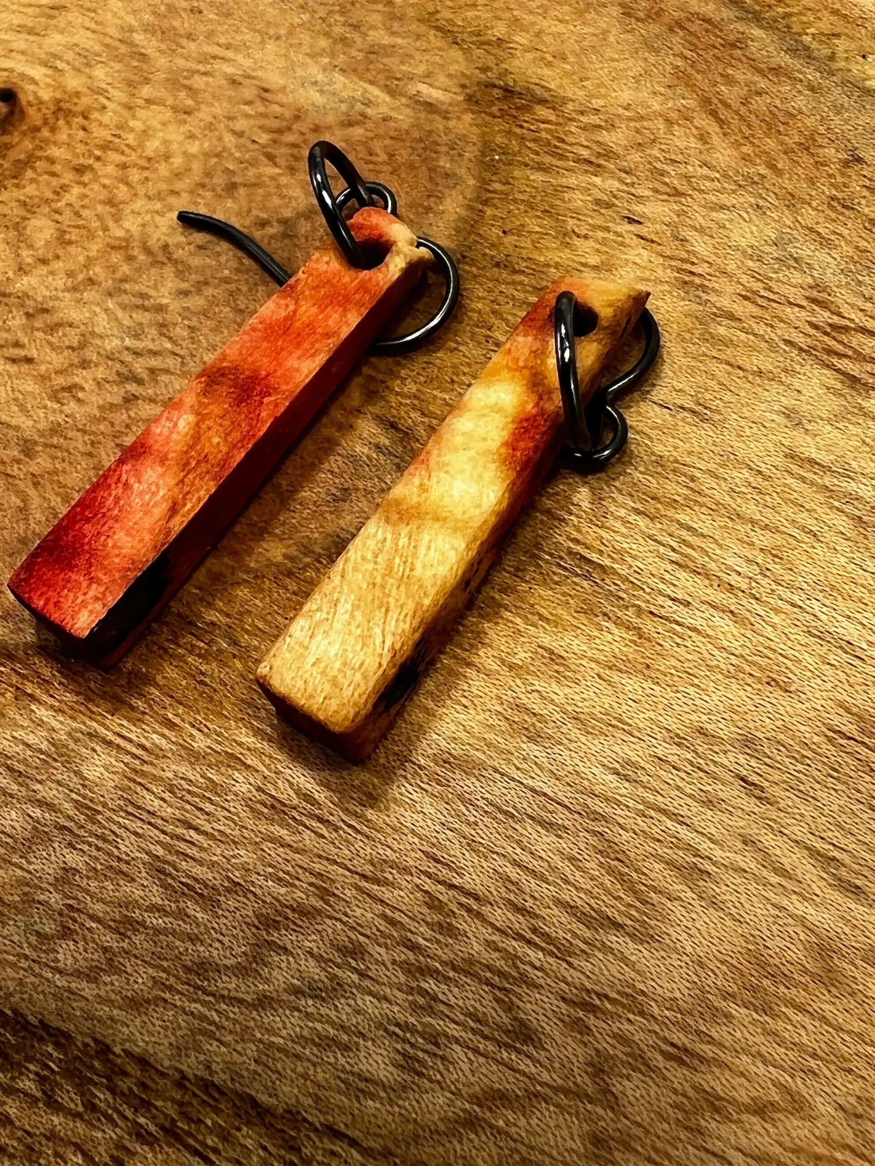 Flamed Box Elder Wood Earrings | Small | #027