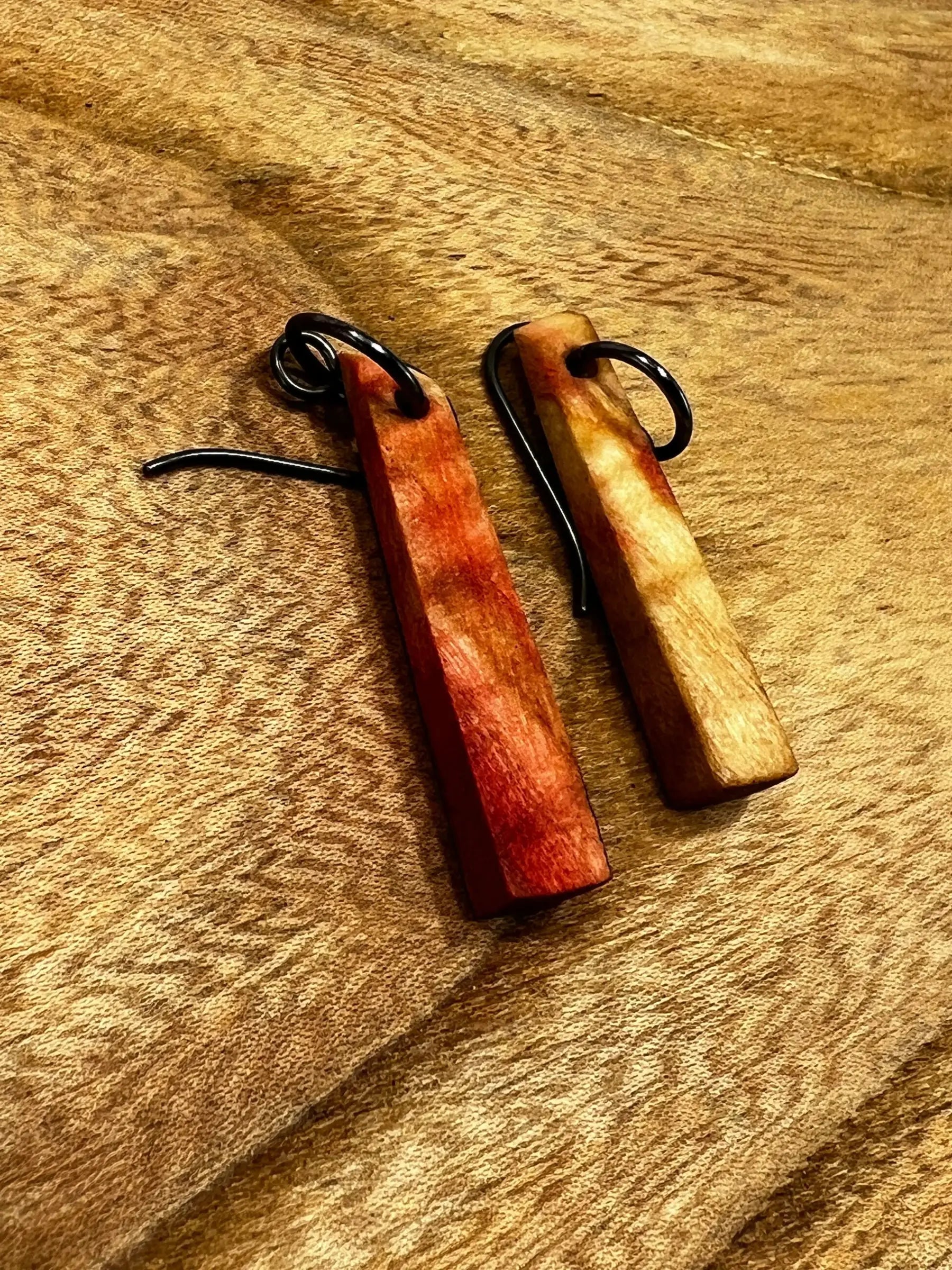 Flamed Box Elder Wood Earrings | Small | #027