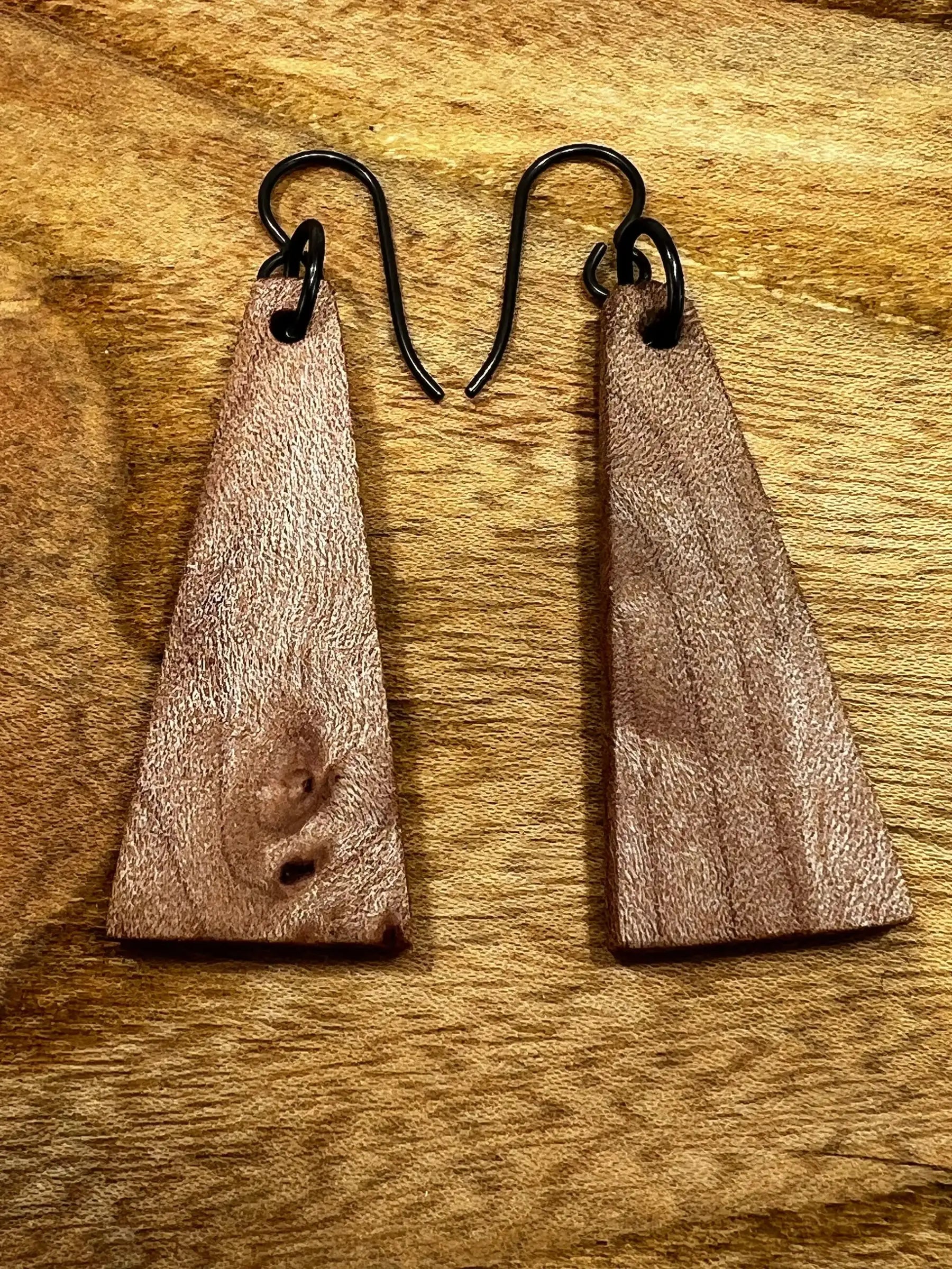 Maple Burl Earrings | Medium | Ronin Machinewerks