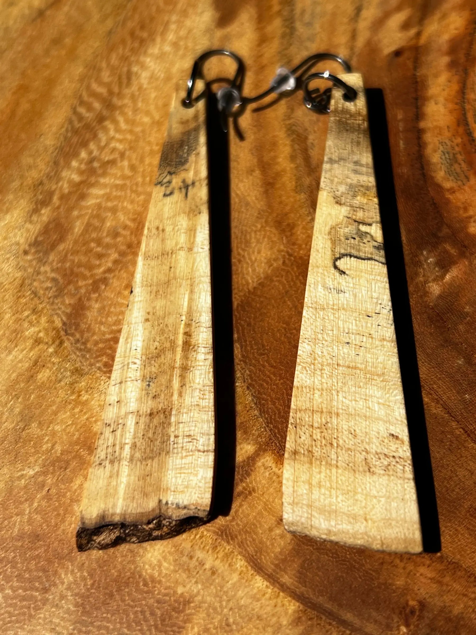 Spalted Box Elder Earrings | Large | Ronin Machinewerks