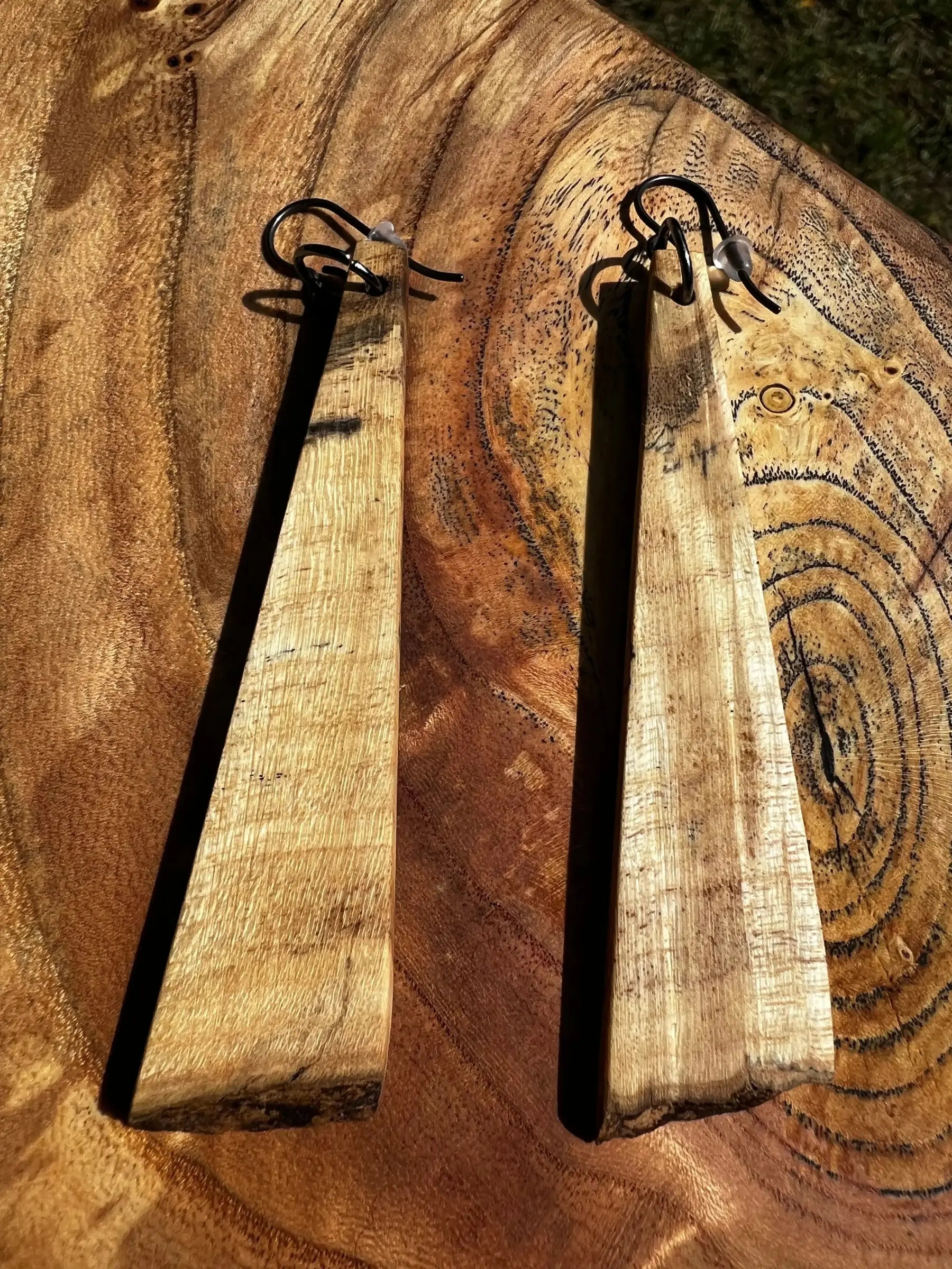 Spalted Box Elder Earrings | Large | Ronin Machinewerks