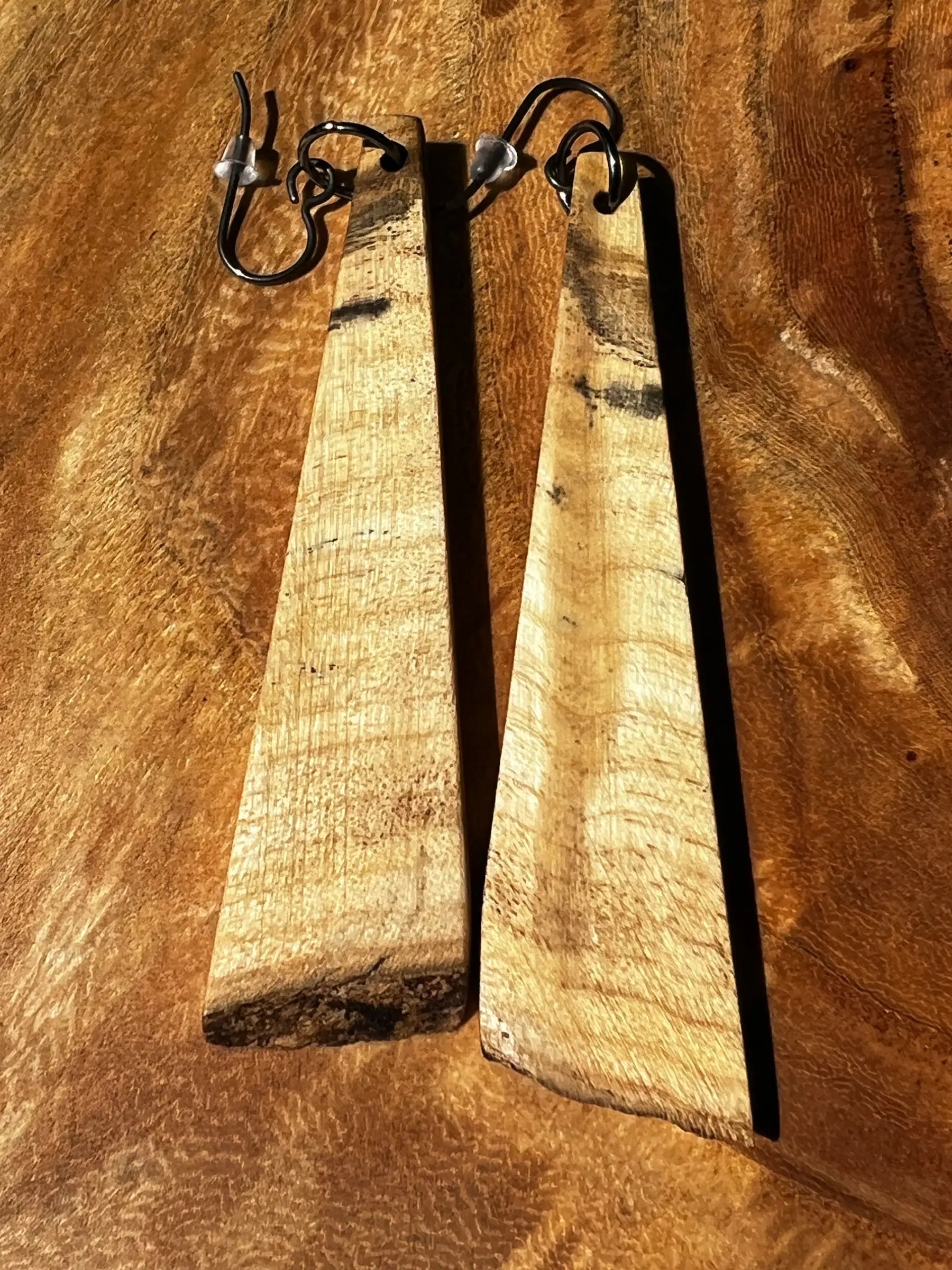 Spalted Box Elder Earrings | Large | Ronin Machinewerks