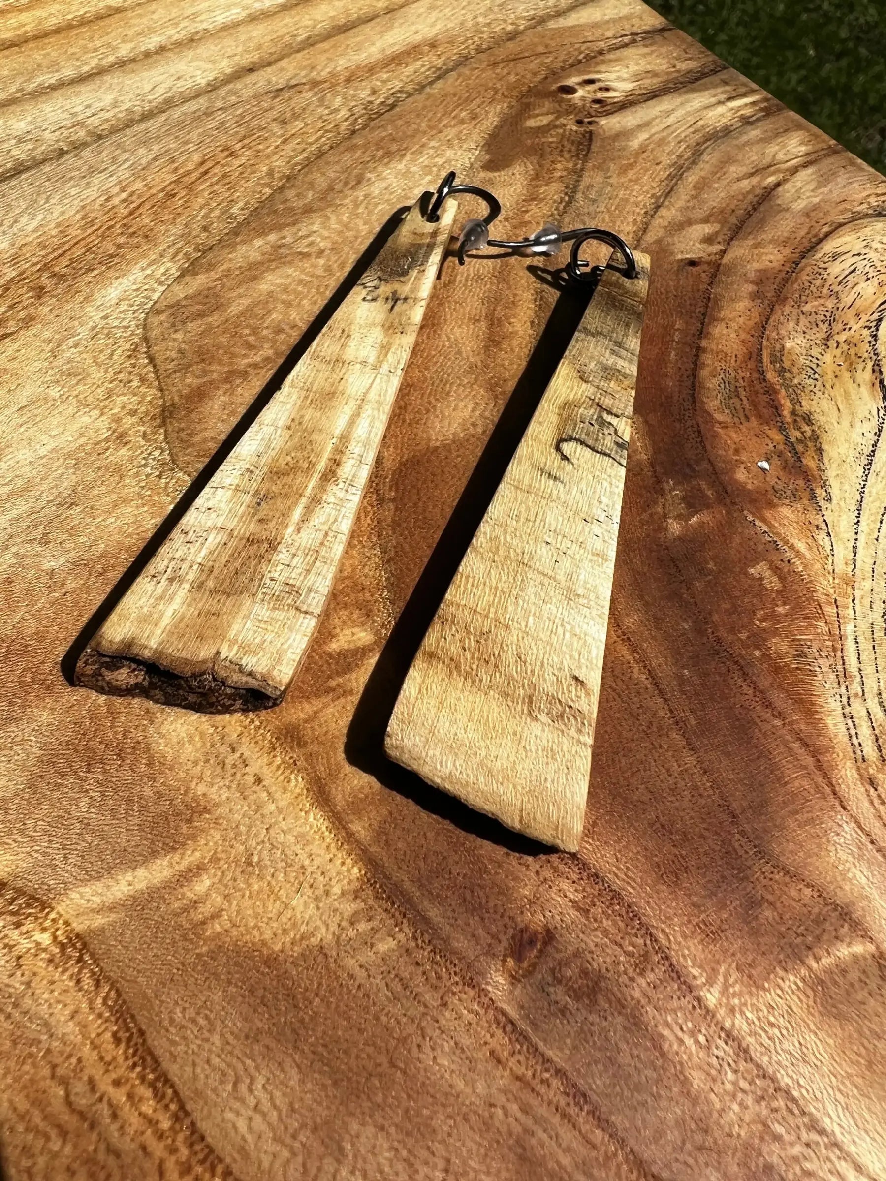 Spalted Box Elder Earrings | Large | Ronin Machinewerks