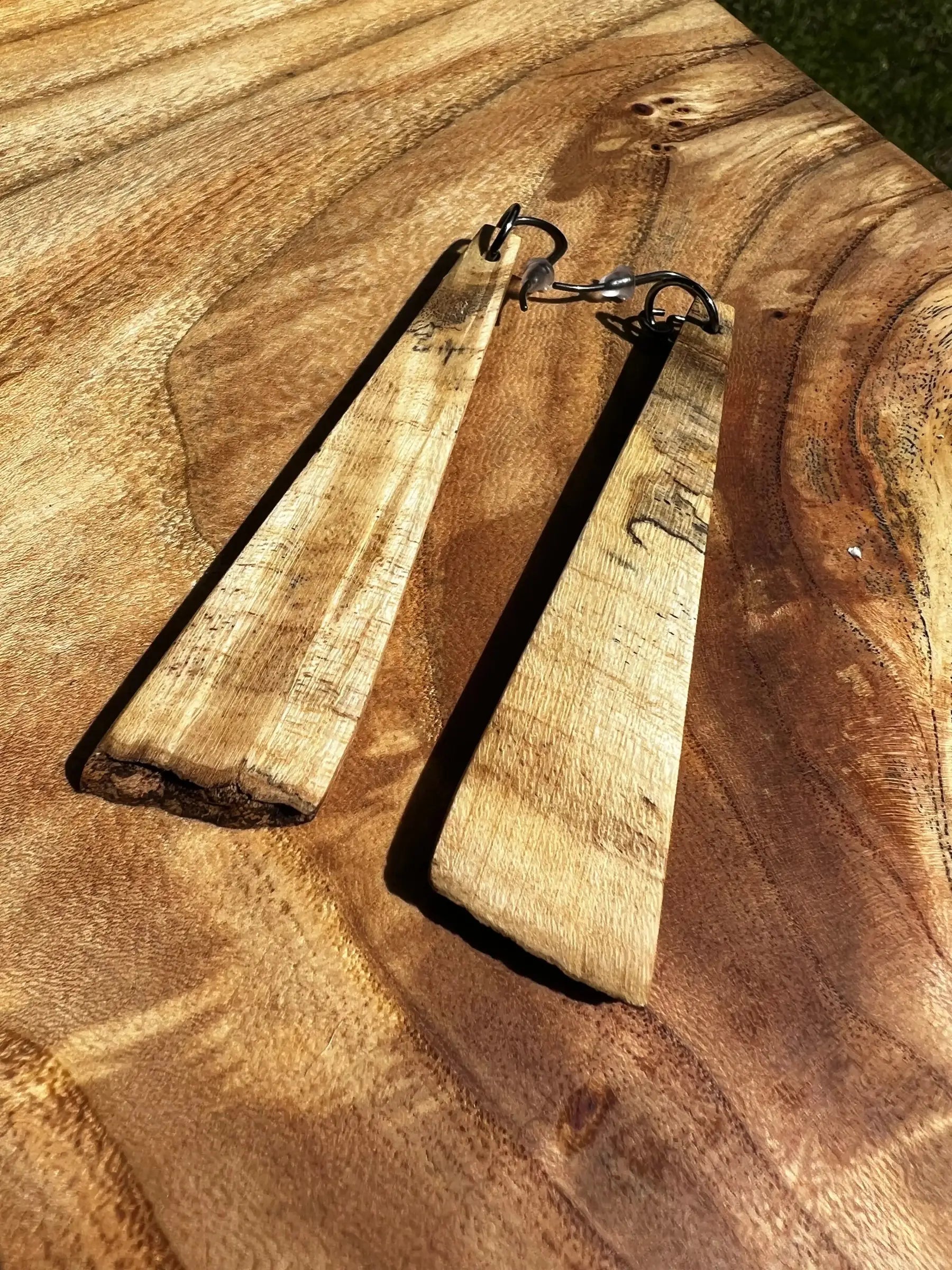 Spalted Box Elder Earrings | Large | Ronin Machinewerks