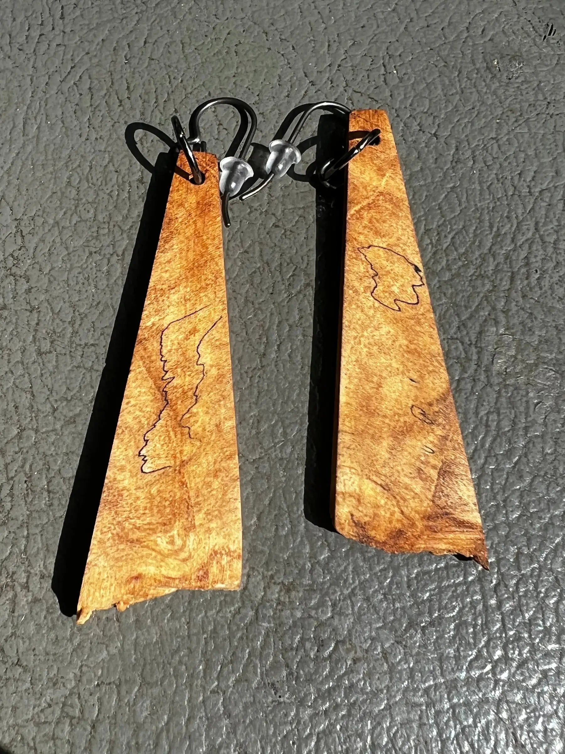 Spalted Maple Burl Earrings | Medium | Ronin Machinewerks