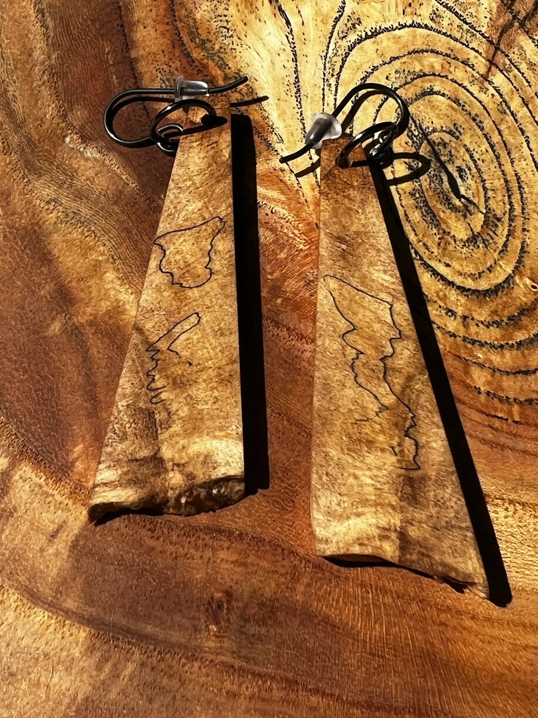 Spalted Maple Burl Earrings | Medium | Ronin Machinewerks