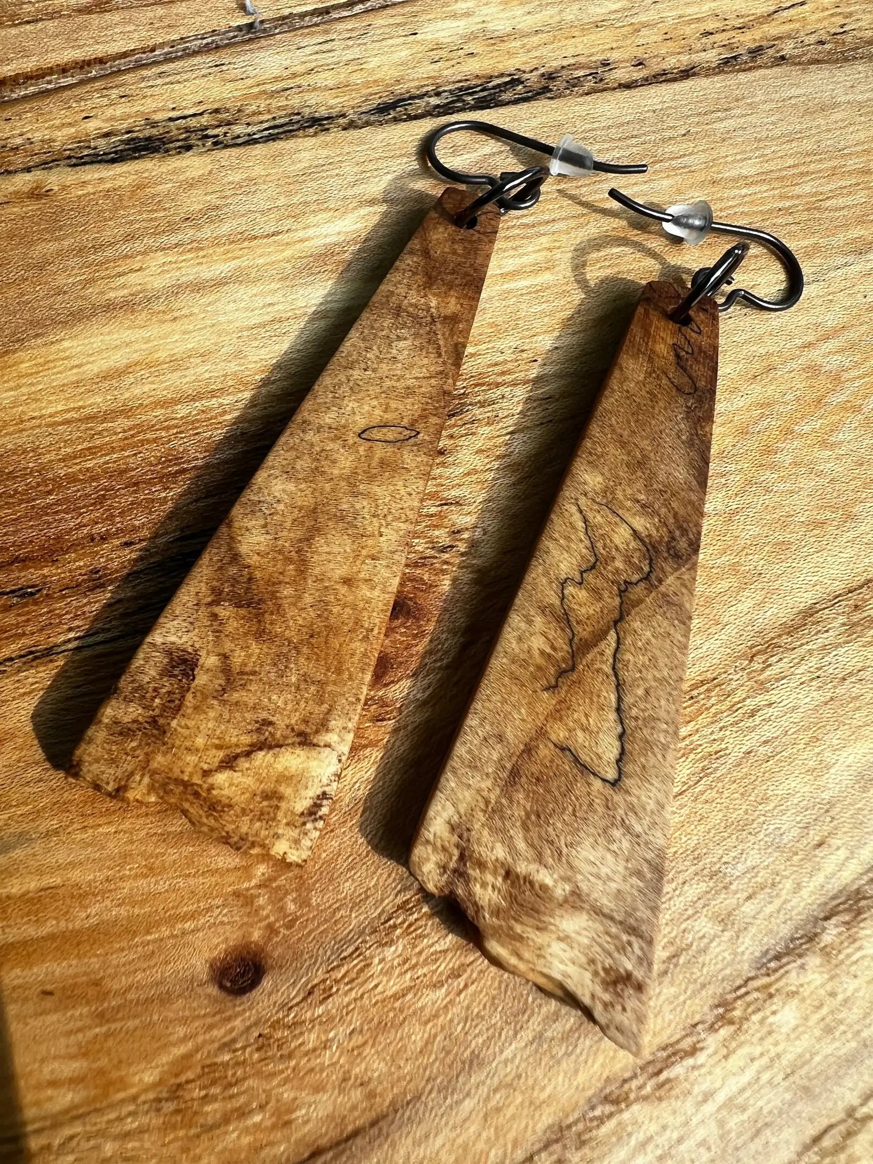 Spalted Maple Burl Earrings | Medium | Ronin Machinewerks