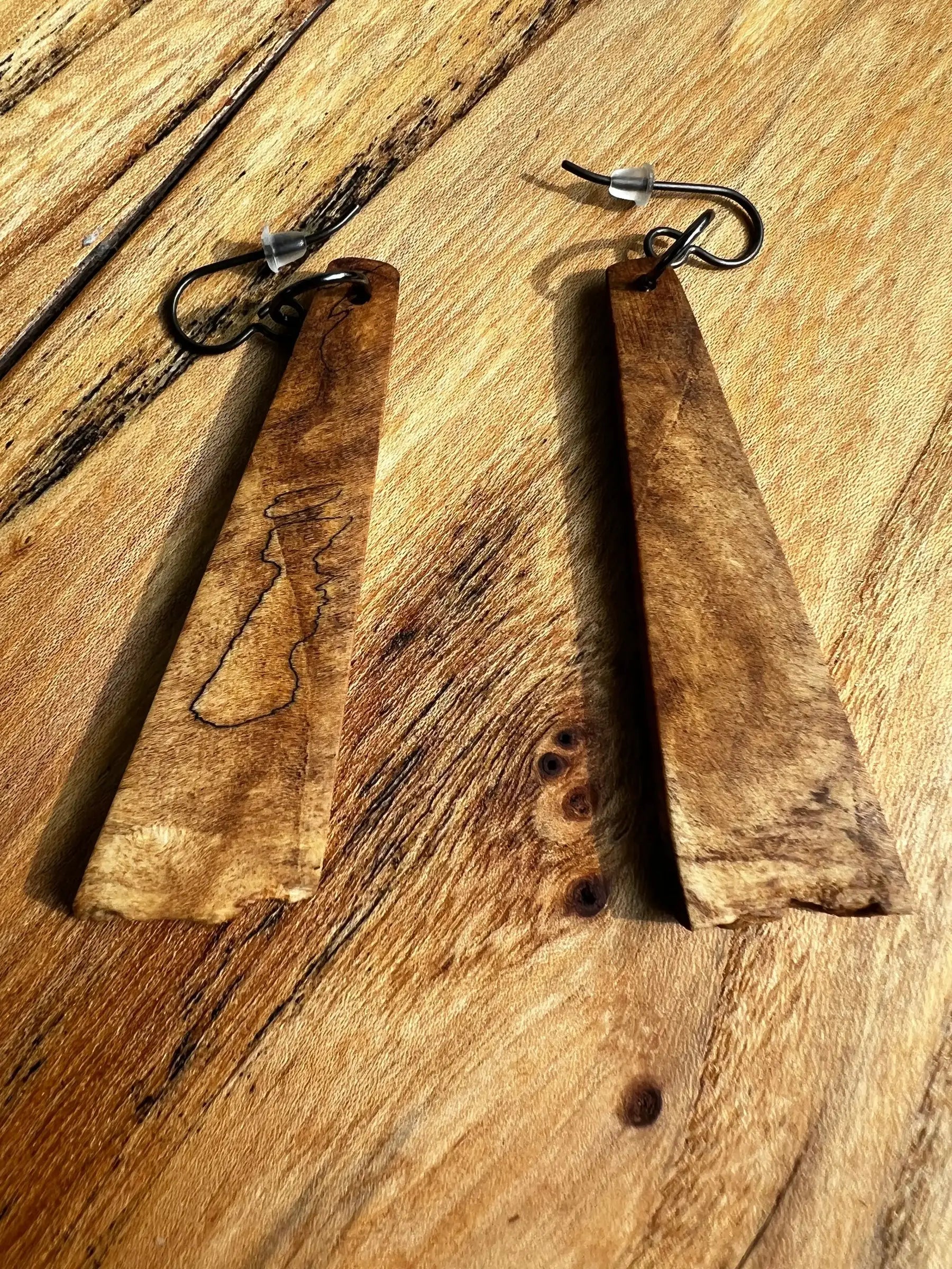 Spalted Maple Burl Earrings | Medium | Ronin Machinewerks