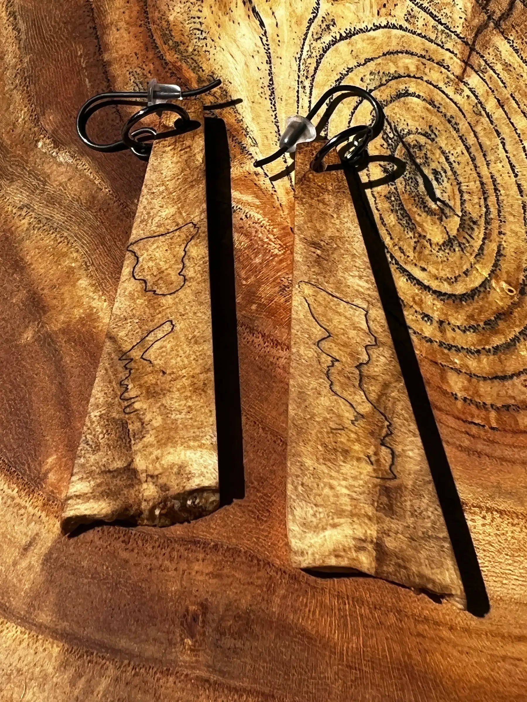 Spalted Maple Burl Earrings | Medium | Ronin Machinewerks