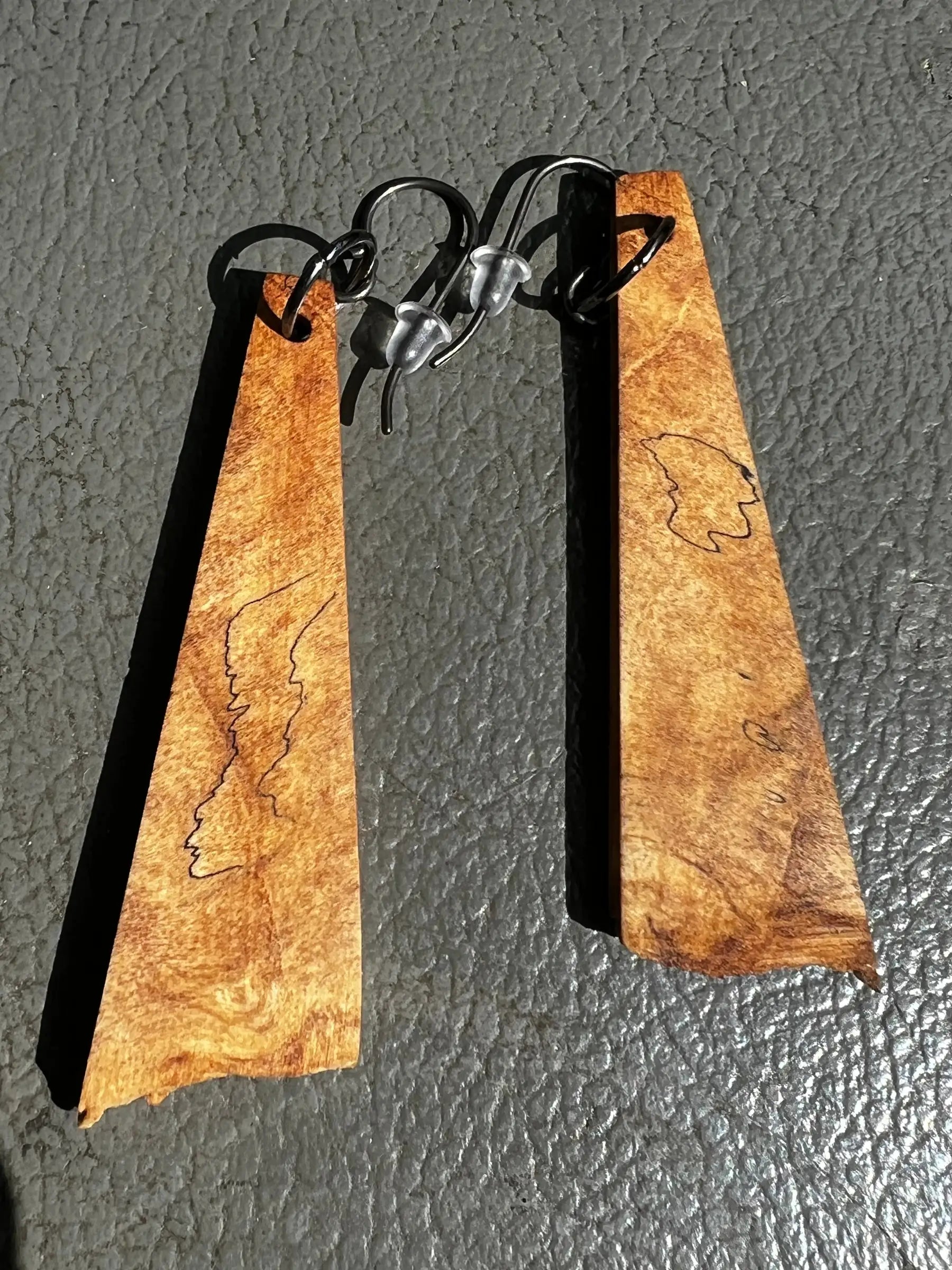 Spalted Maple Burl Earrings | Medium | Ronin Machinewerks