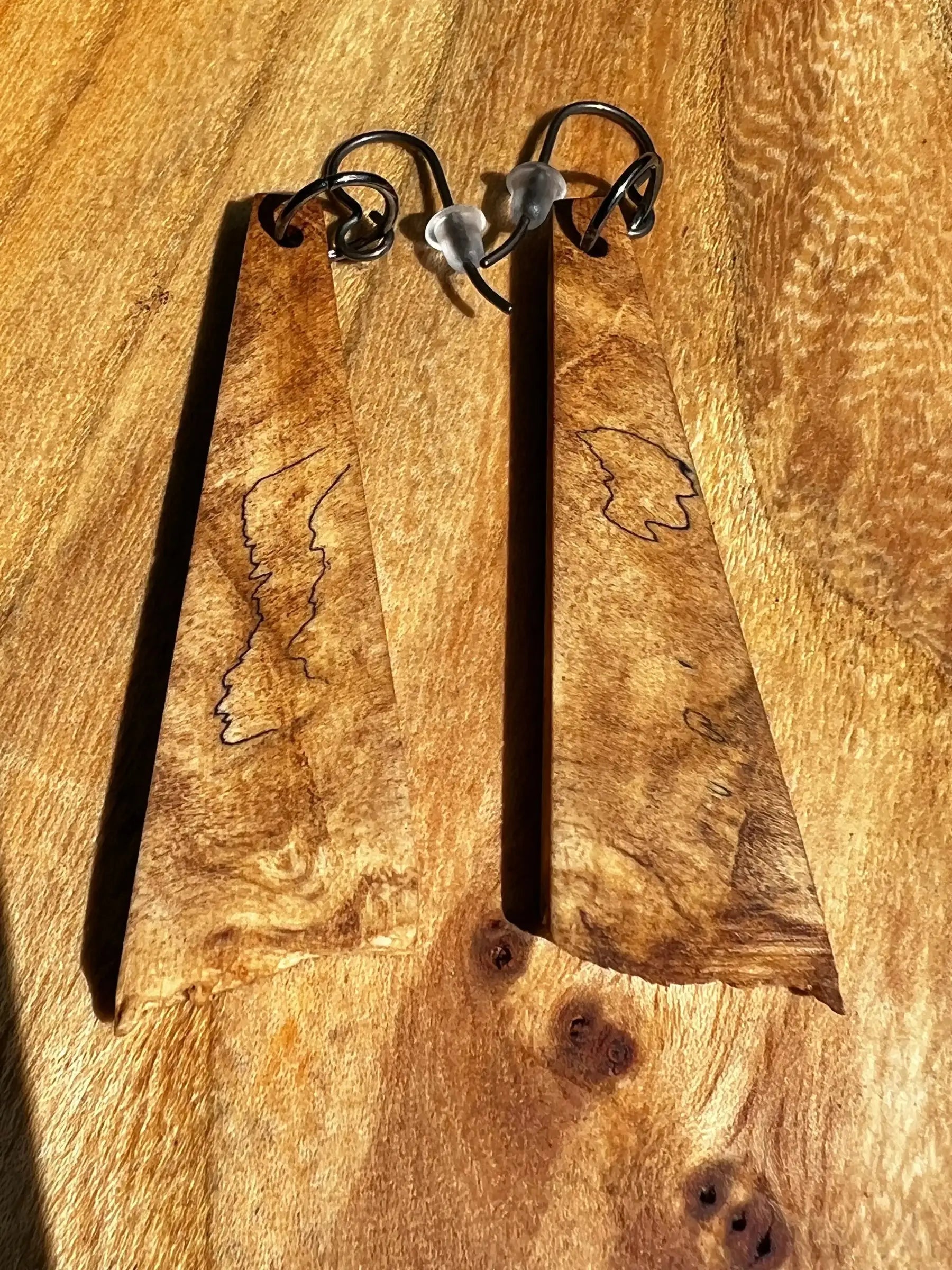 Spalted Maple Burl Earrings | Medium | Ronin Machinewerks