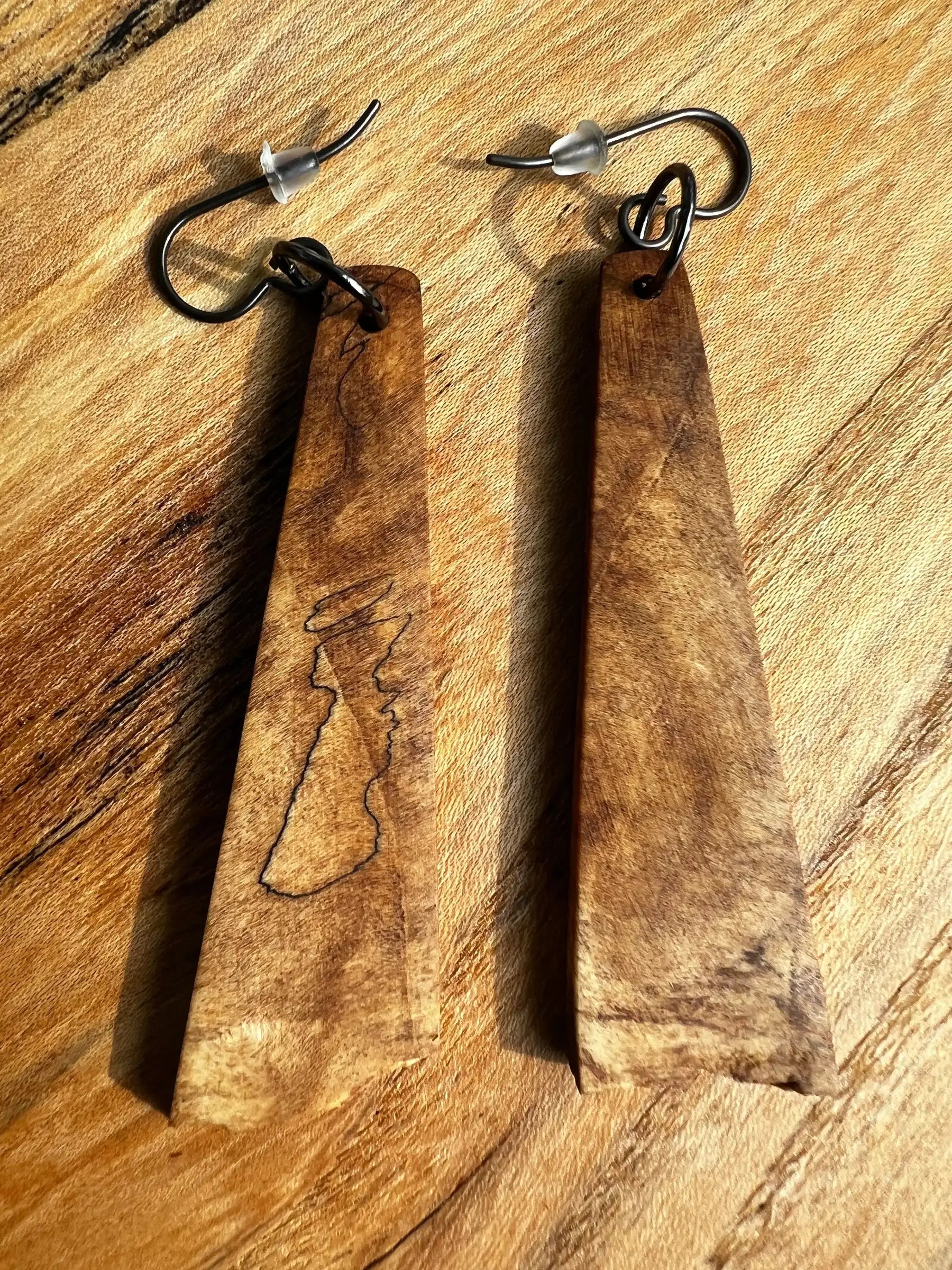 Spalted Maple Burl Earrings | Medium | Ronin Machinewerks