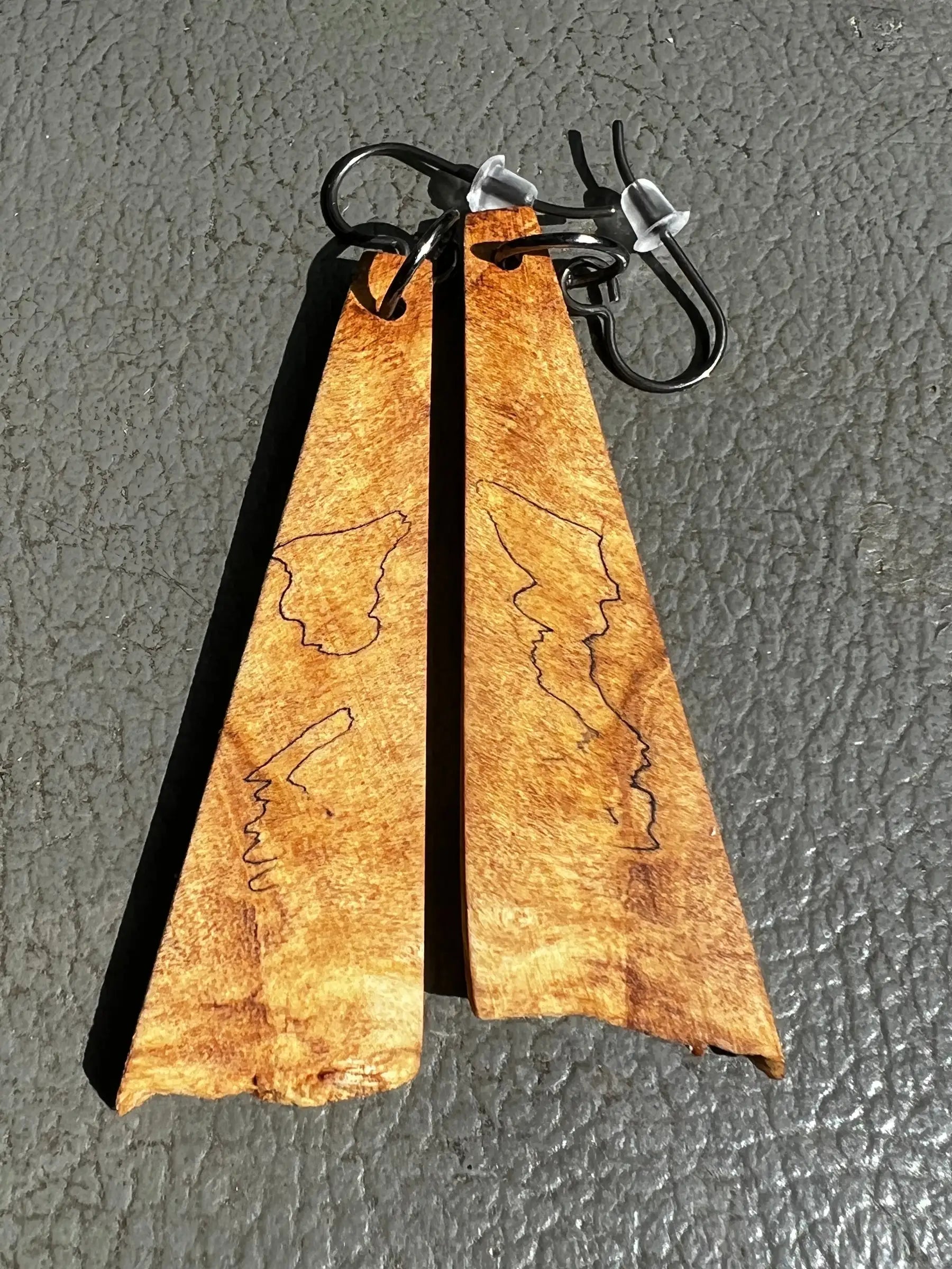 Spalted Maple Burl Earrings | Medium | Ronin Machinewerks