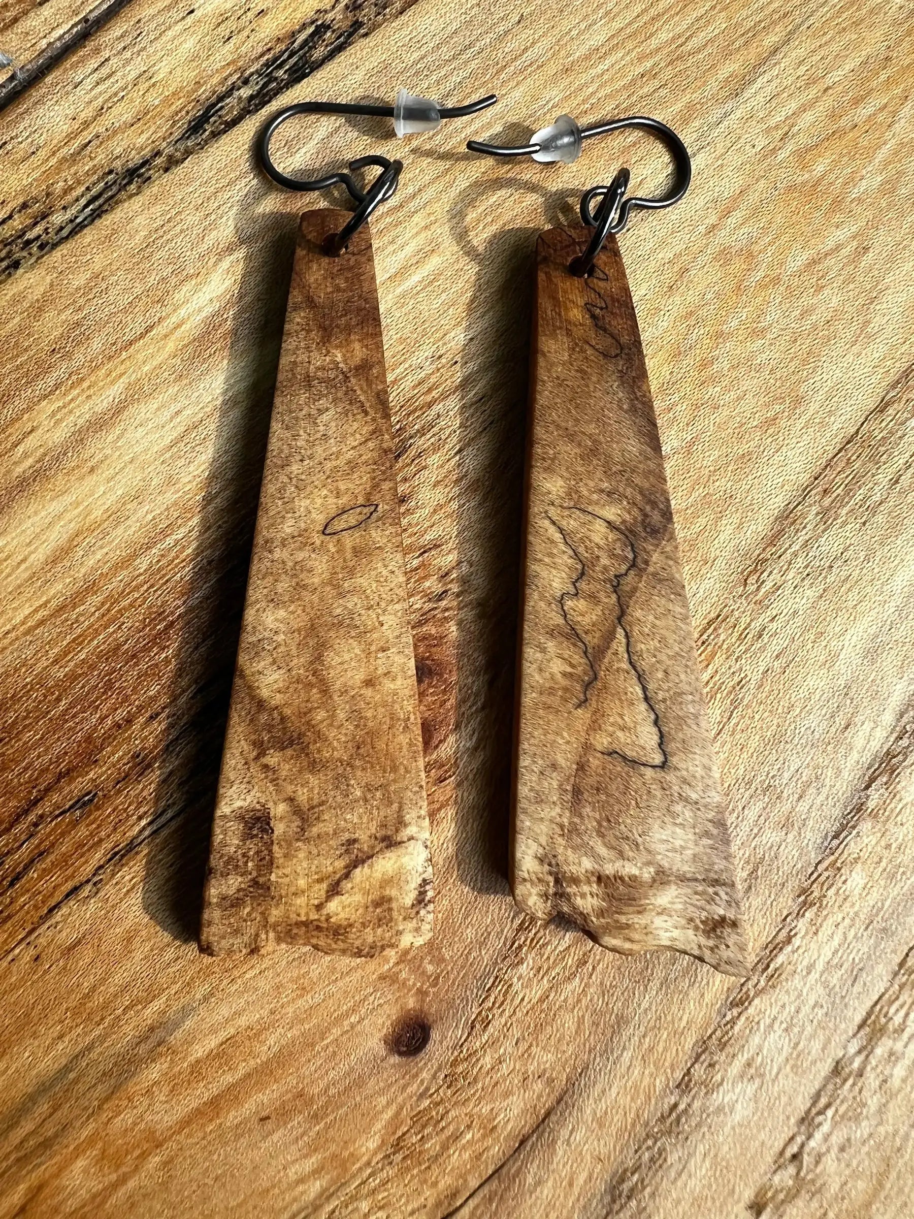 Spalted Maple Burl Earrings | Medium | Ronin Machinewerks