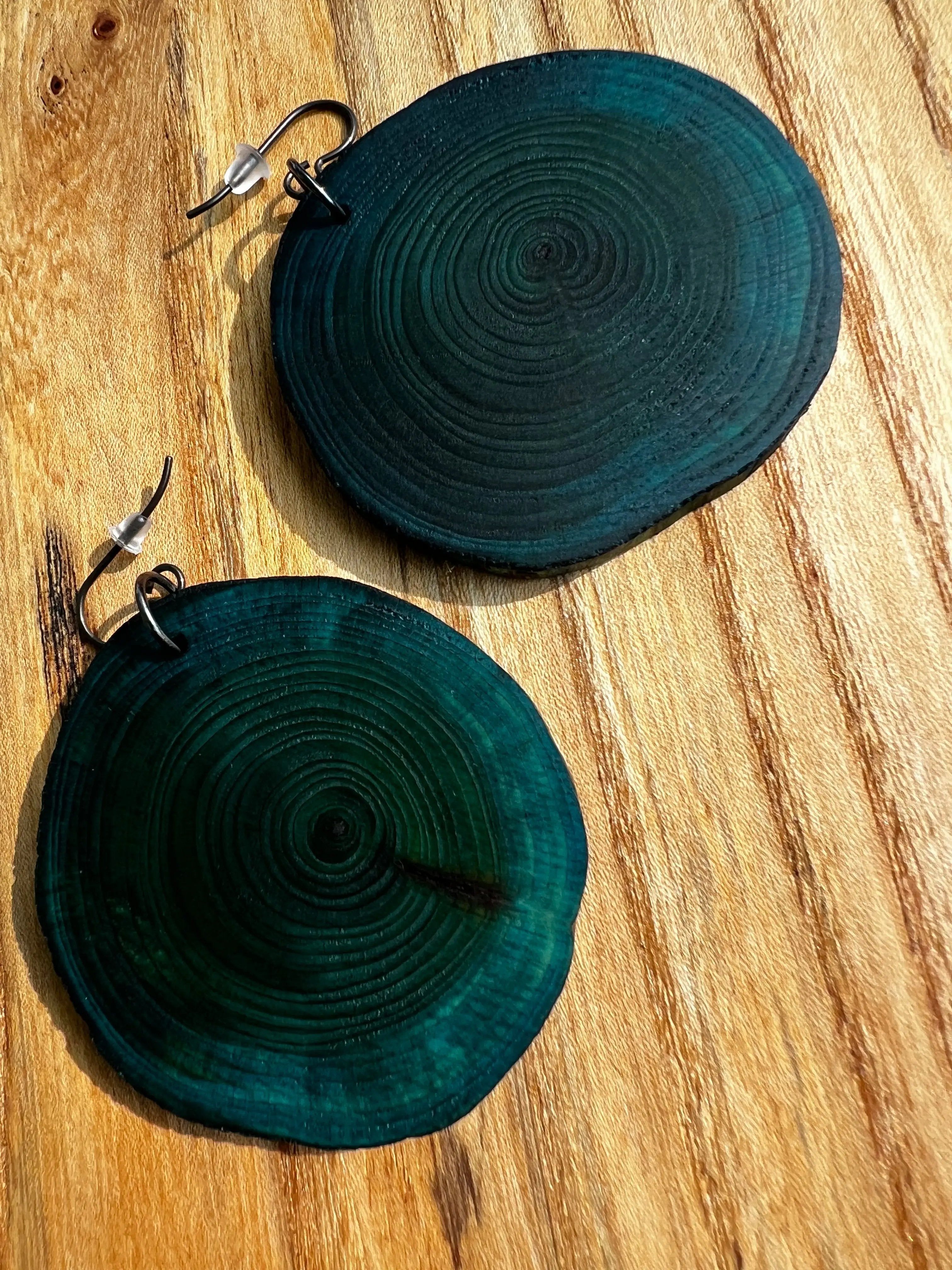 Dyed Yew Earrings - Large (Turquoise) | Ronin Machinewerks