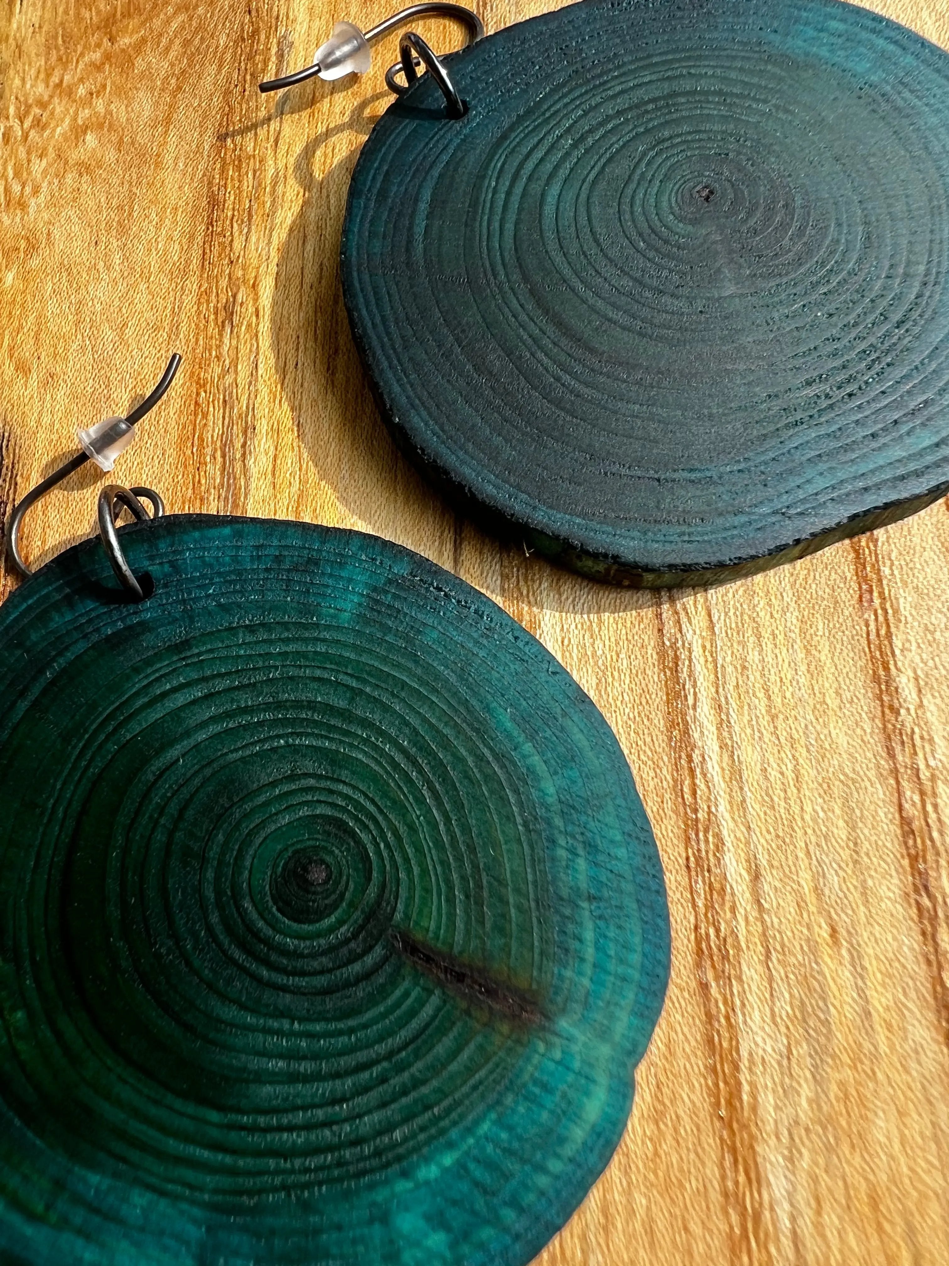 Dyed Yew Earrings - Large (Turquoise) | Ronin Machinewerks