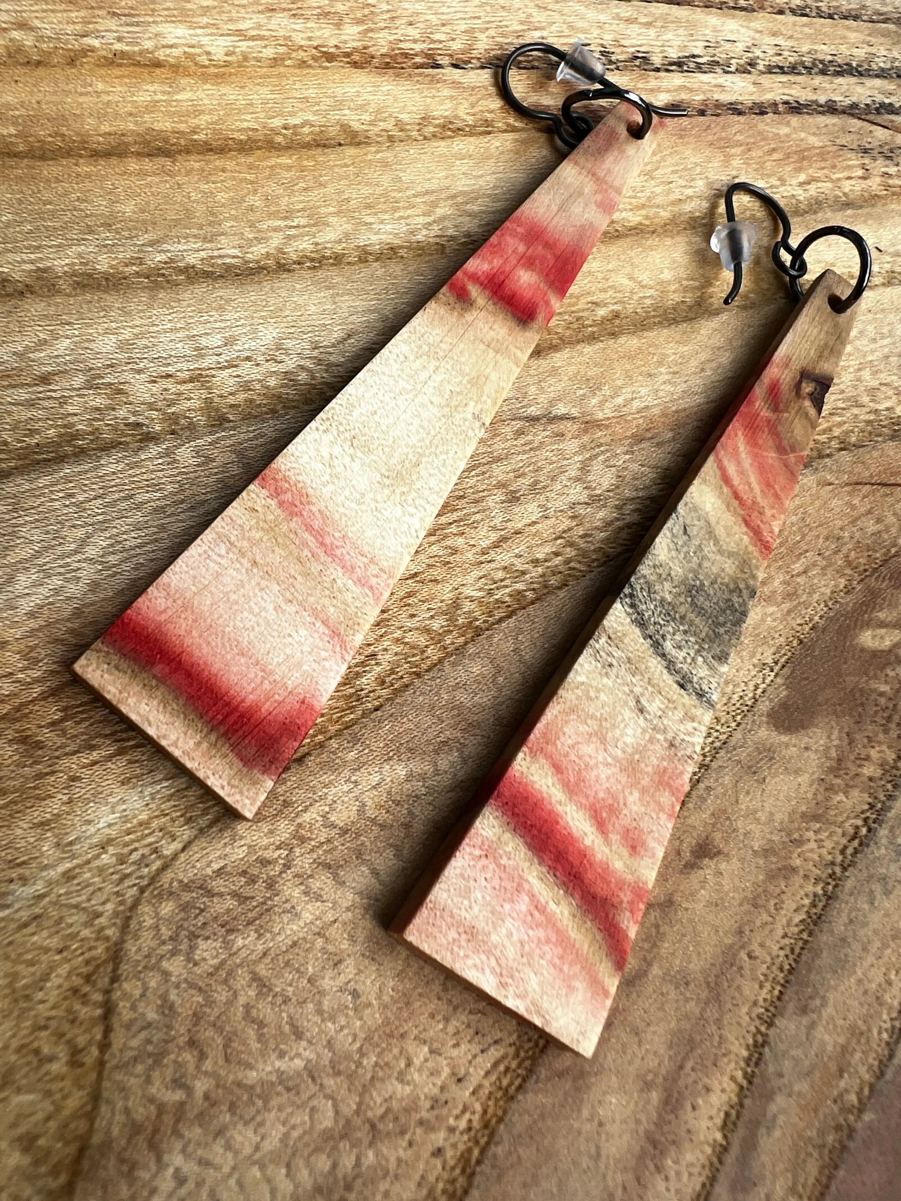 Flamed Box Elder Earrings | #022 | Large | Ronin Machinewerks