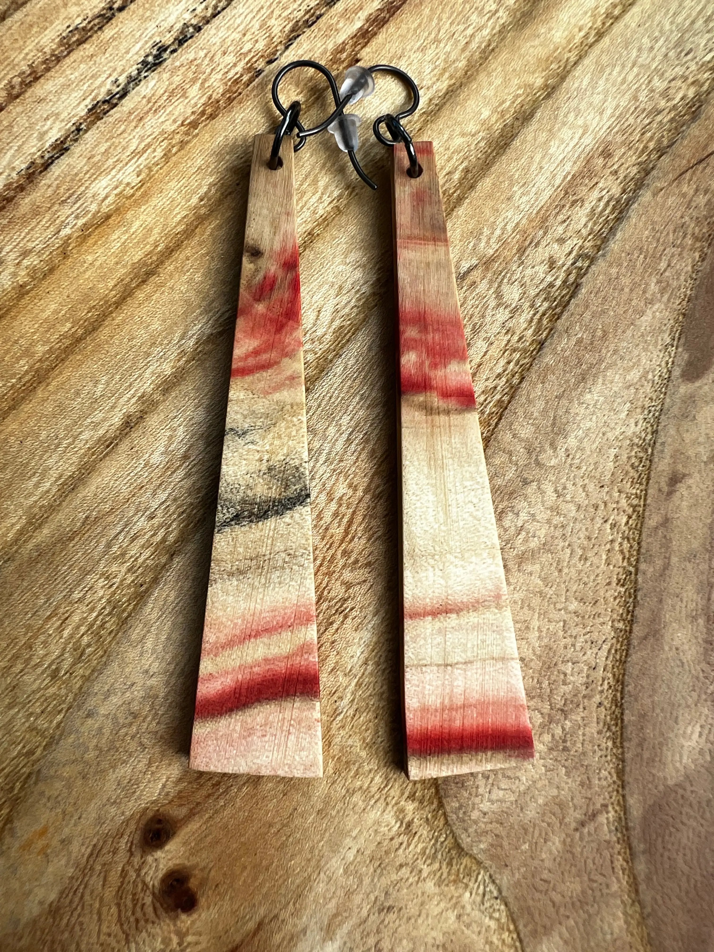 Flamed Box Elder Earrings | #022 | Large | Ronin Machinewerks