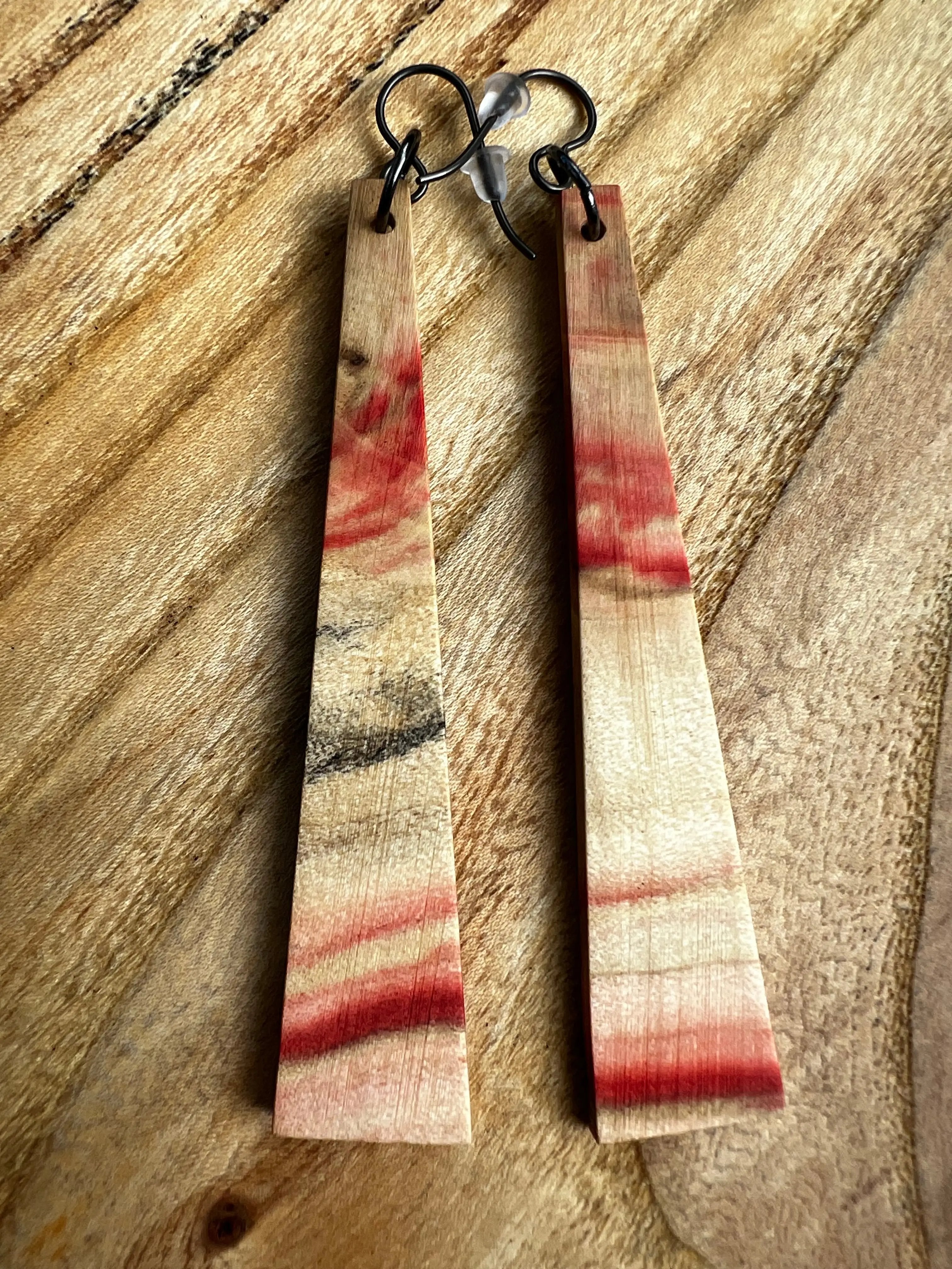 Flamed Box Elder Earrings | #022 | Large | Ronin Machinewerks